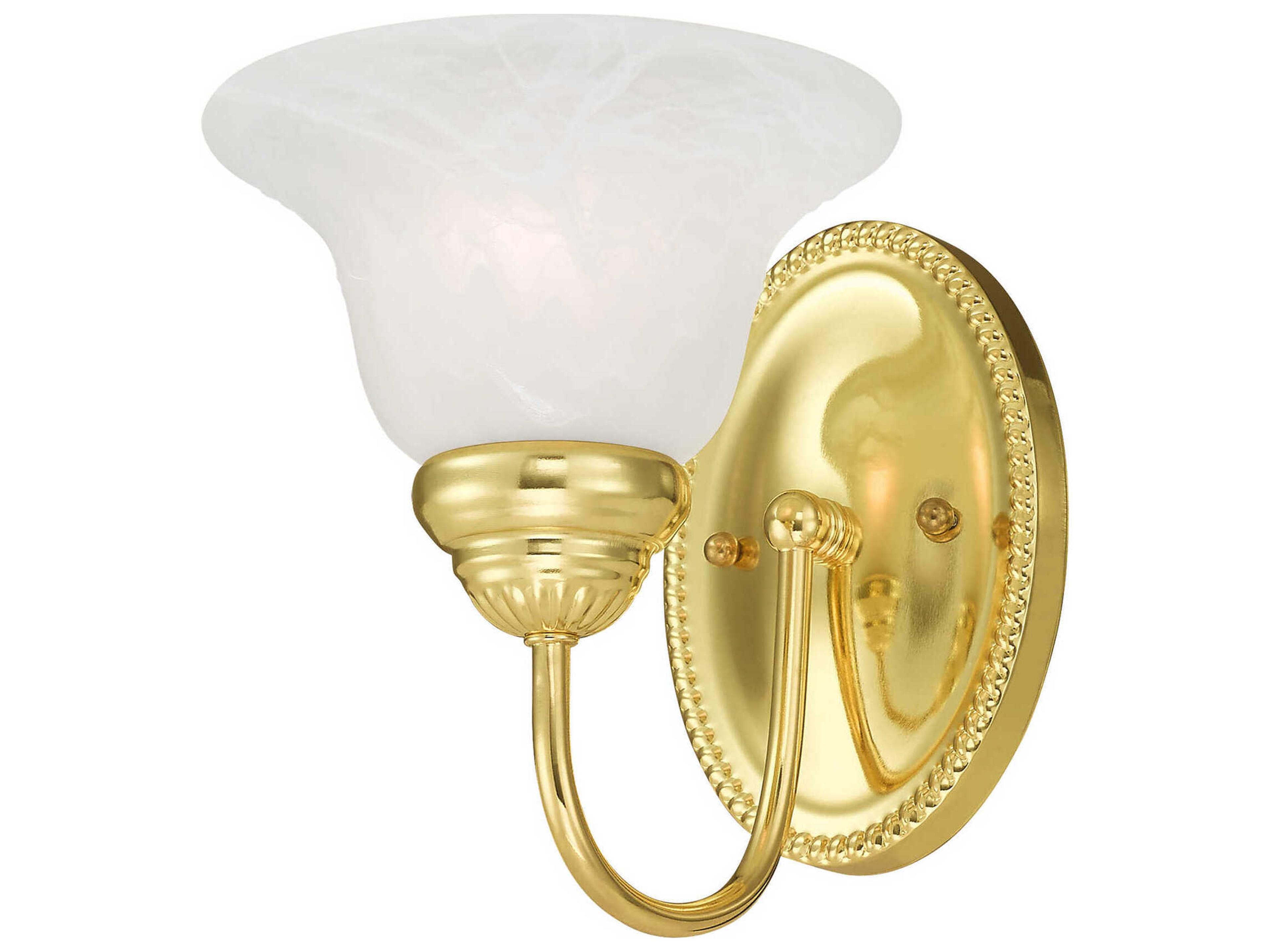 Livex Lighting Edgemont 1-Light Polished Brass White Glass Wall Sconce