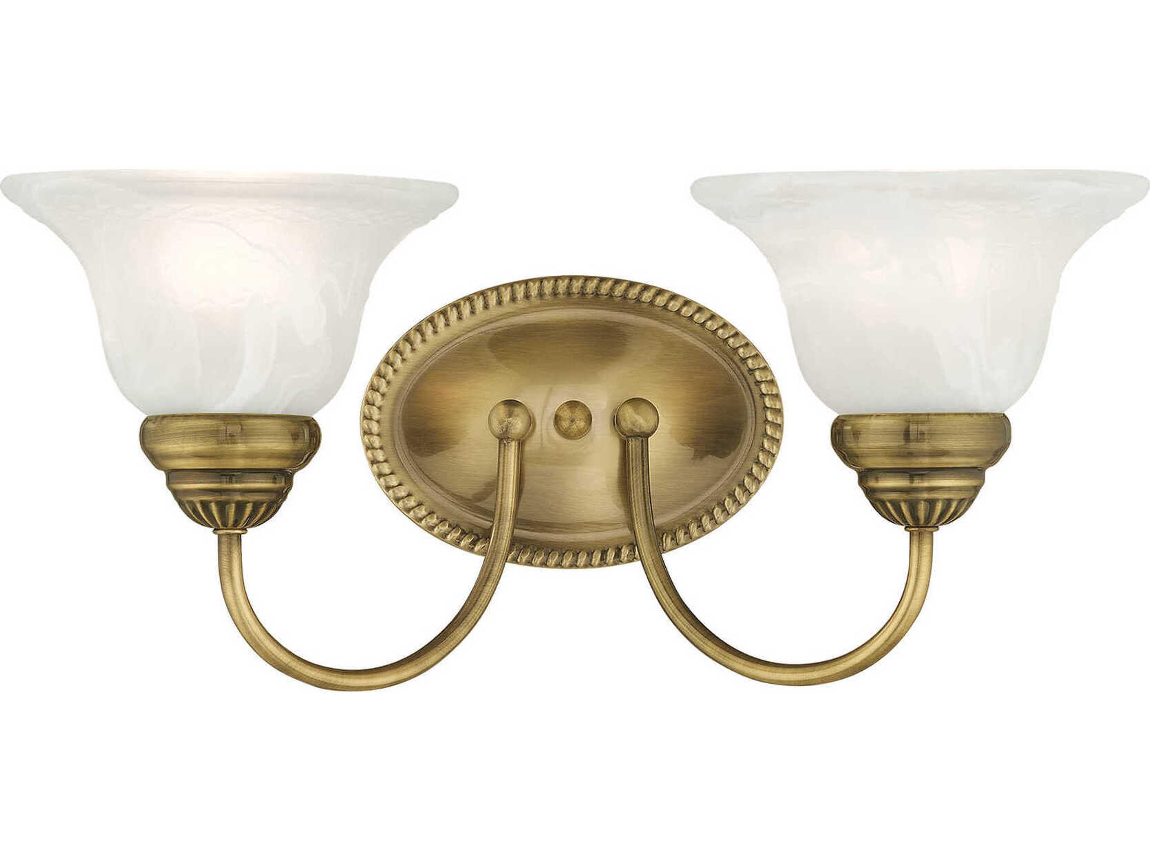Edgemont 2-Light Antique Brass White Glass Vanity Light