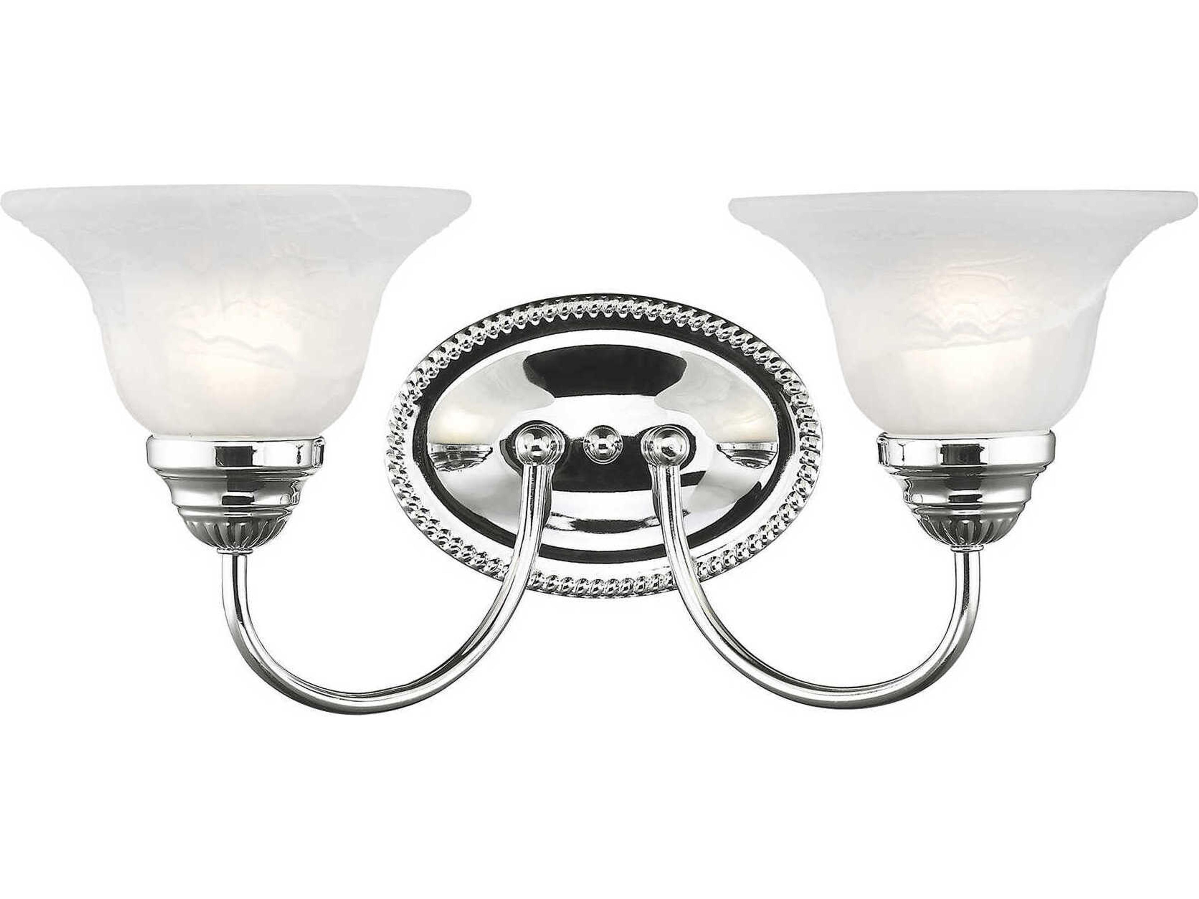 Edgemont 2-Light Polished Chrome White Glass Vanity Light