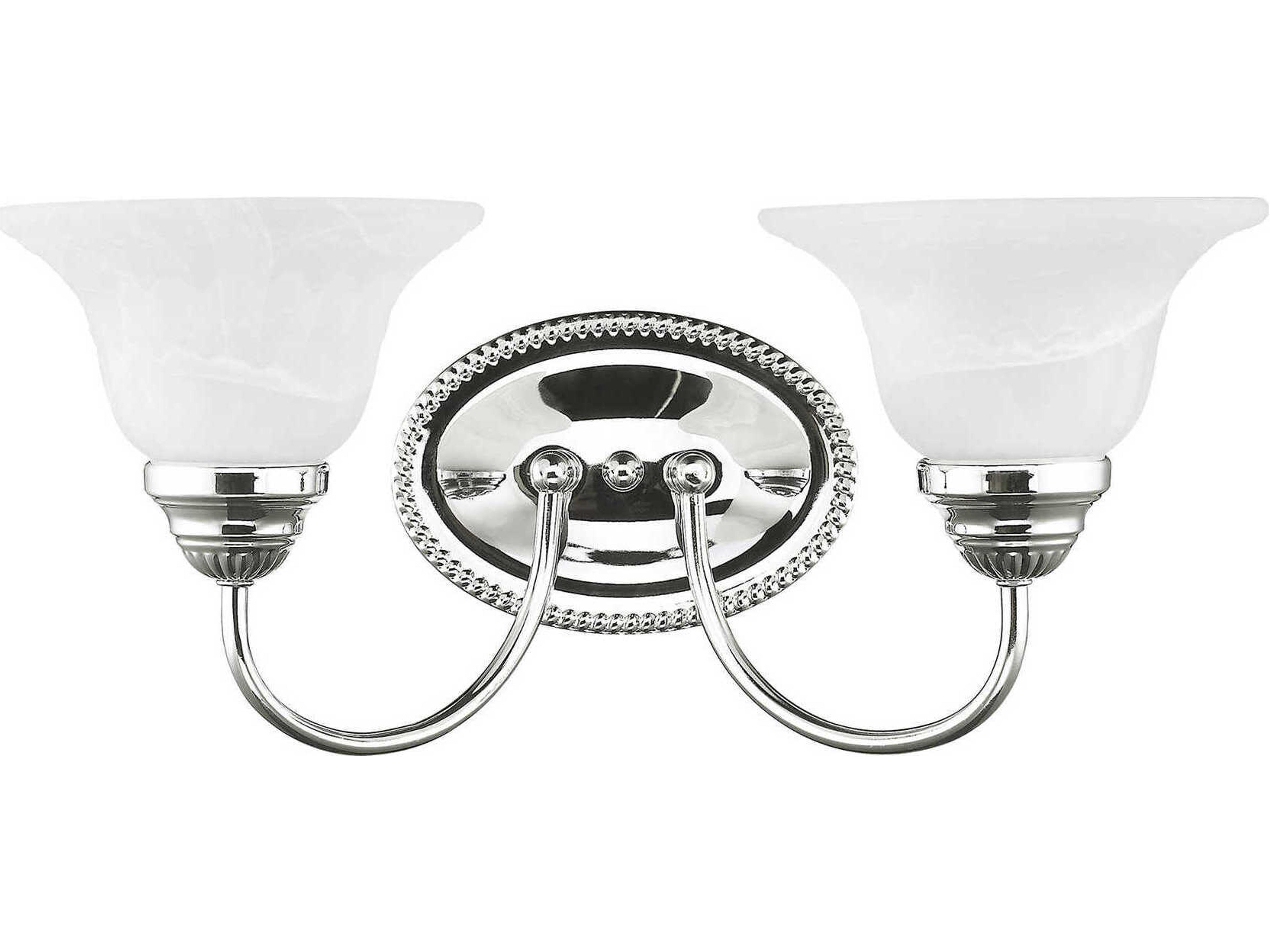 Livex Lighting Edgemont 2-Light Polished Chrome White Glass Vanity Light