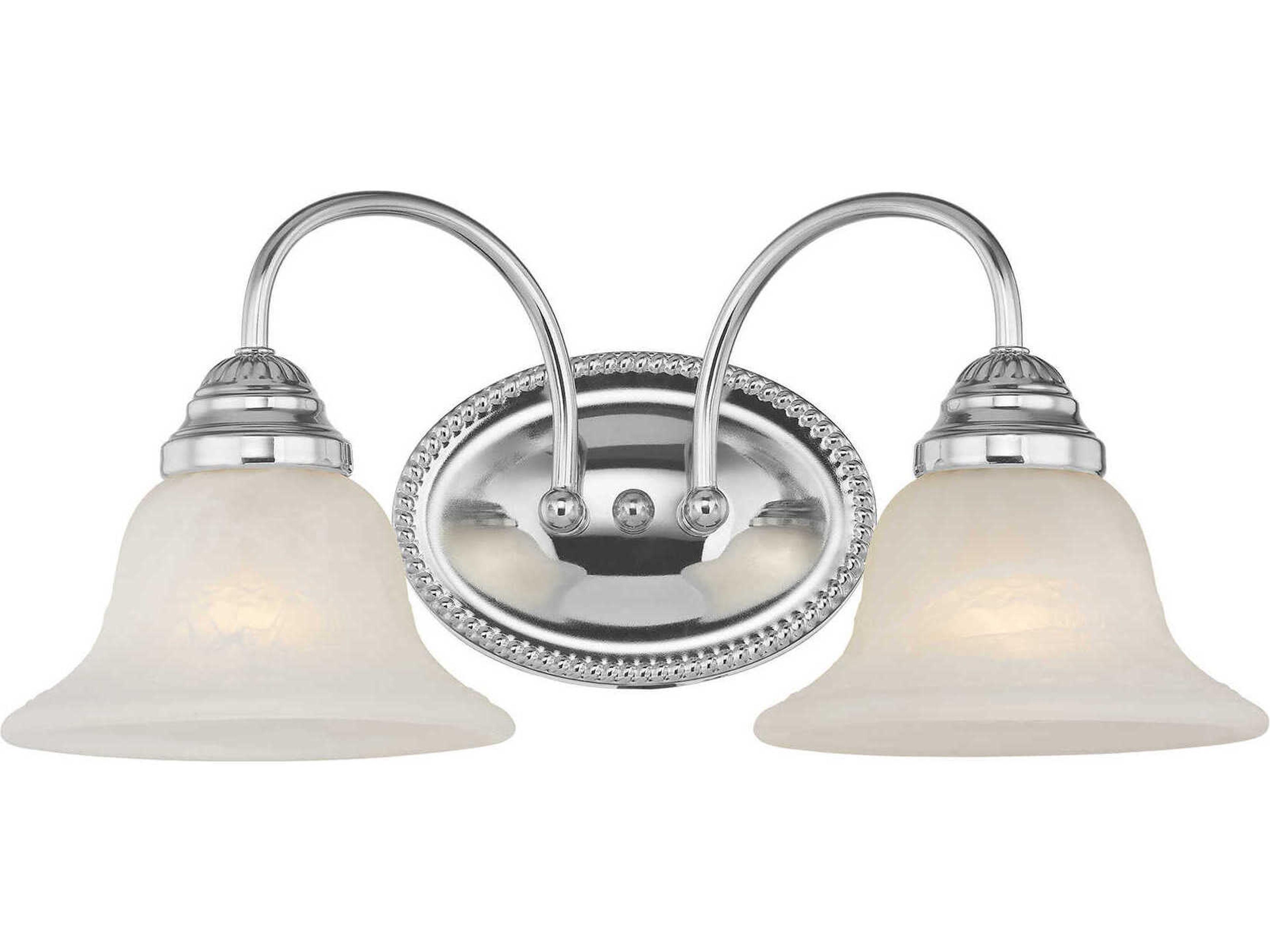 Livex Lighting Edgemont 2-Light Polished Chrome White Glass Vanity Light