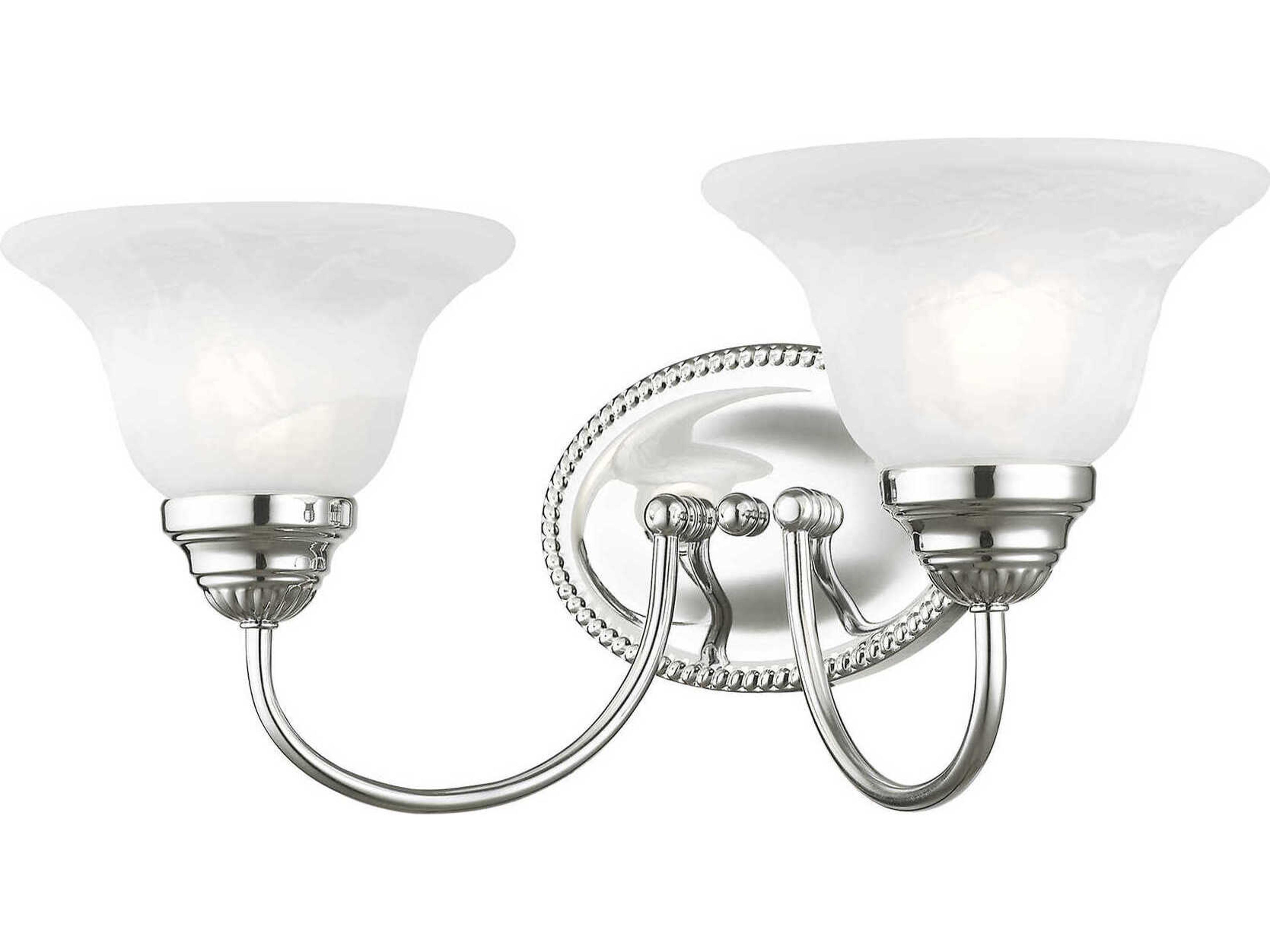 Livex Lighting Edgemont 2-Light Polished Chrome White Glass Vanity Light