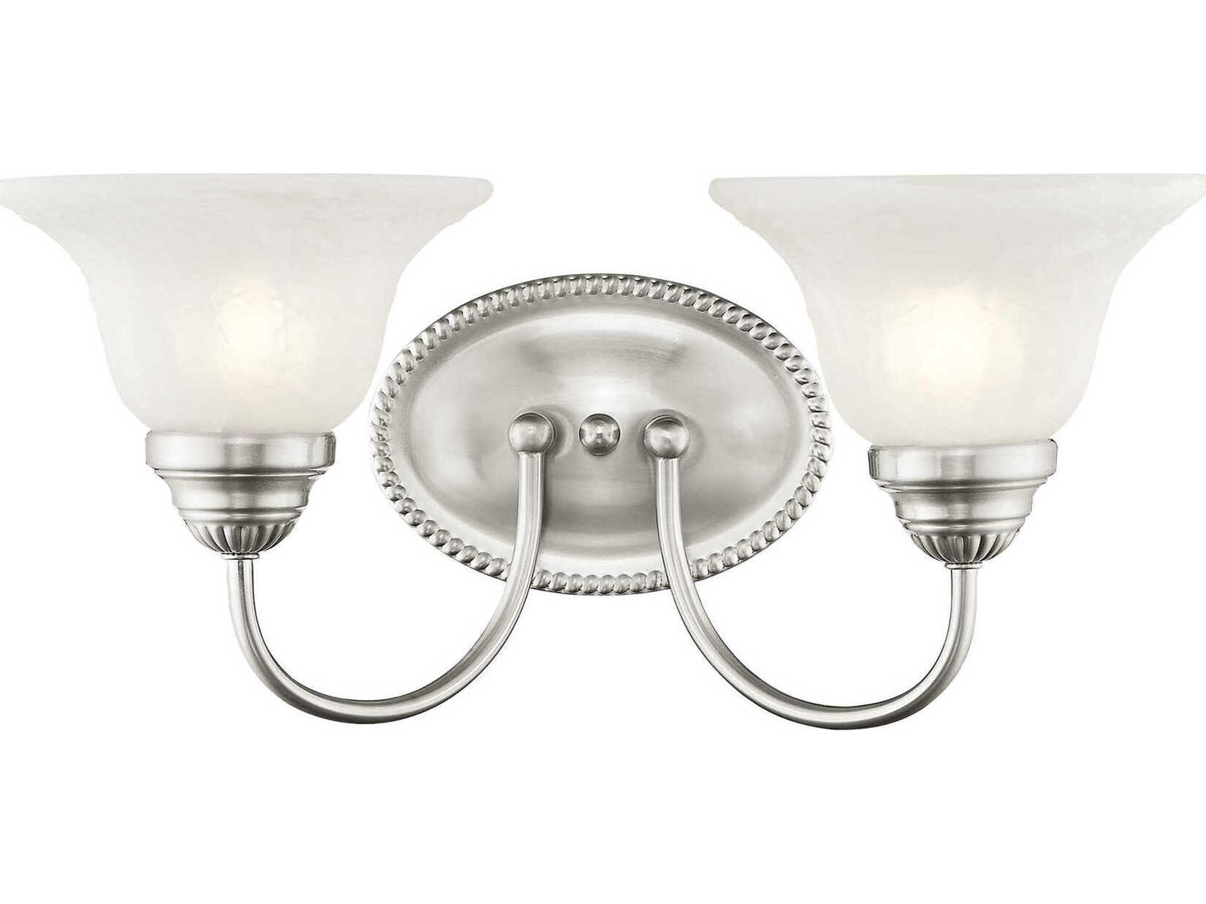 Edgemont 2-Light Brushed Nickel White Glass Vanity Light