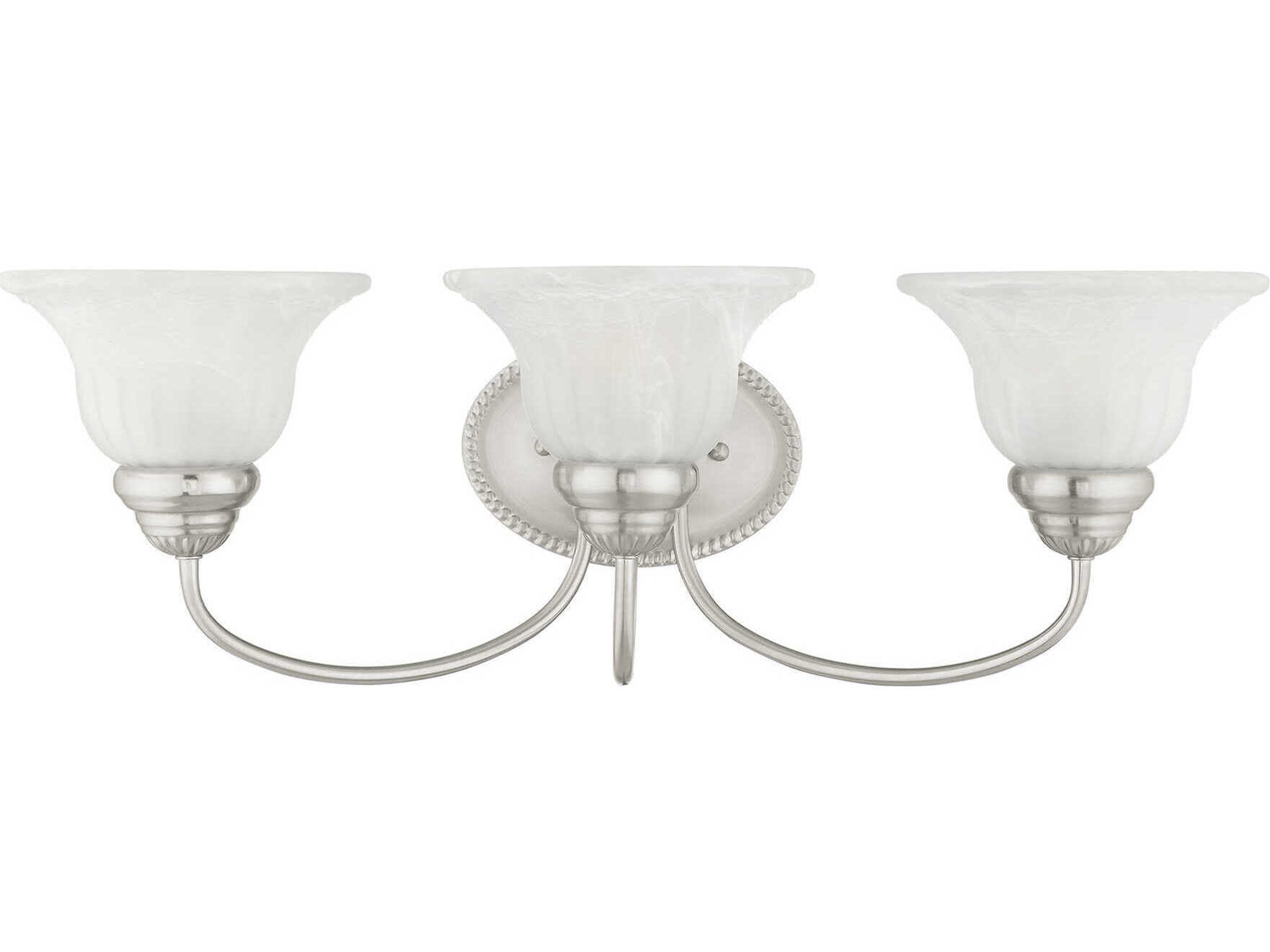 Livex Lighting Edgemont 3-Light Brushed Nickel Glass Vanity Light