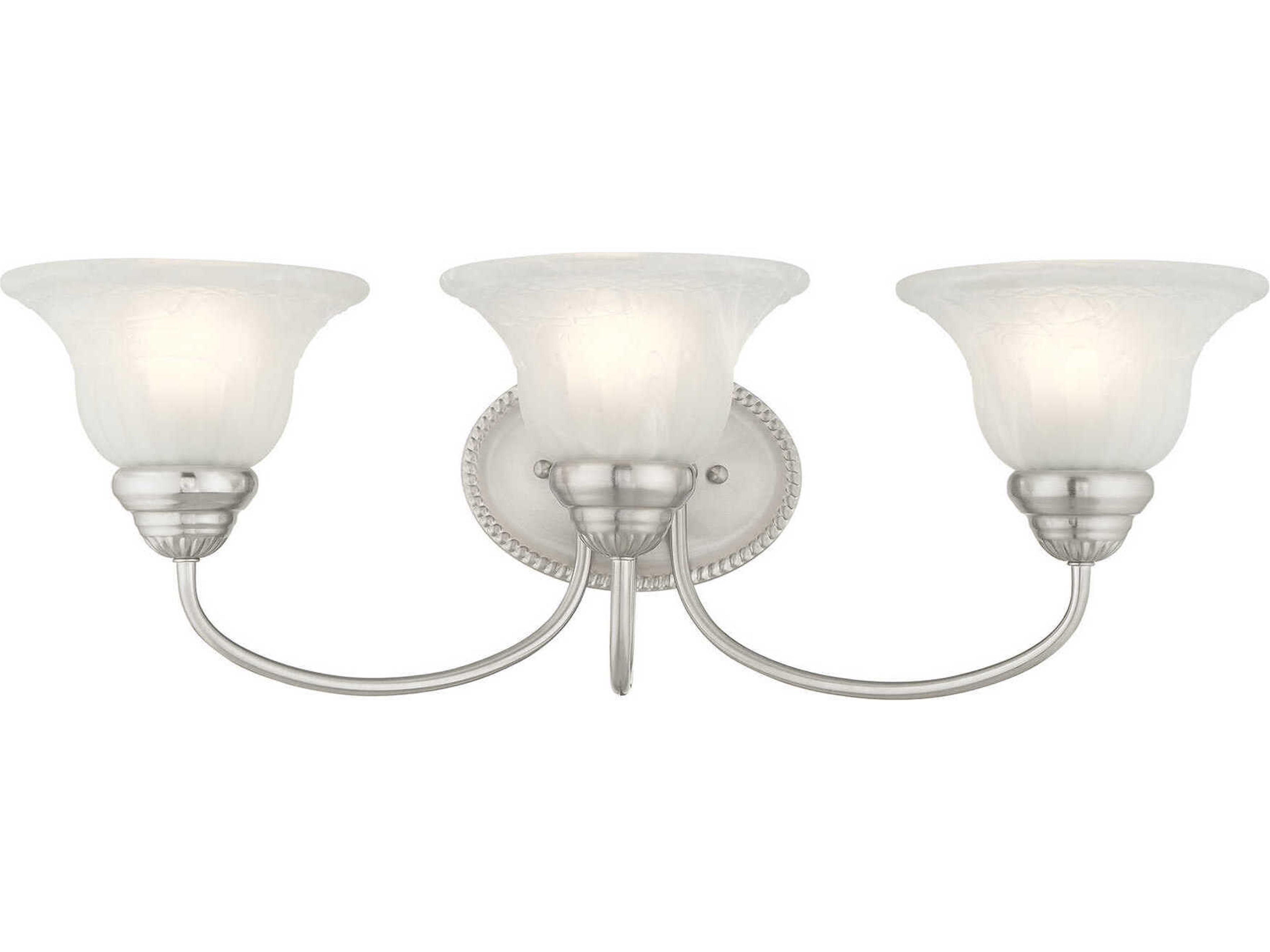 Livex Lighting Edgemont 3-Light Brushed Nickel Glass Vanity Light