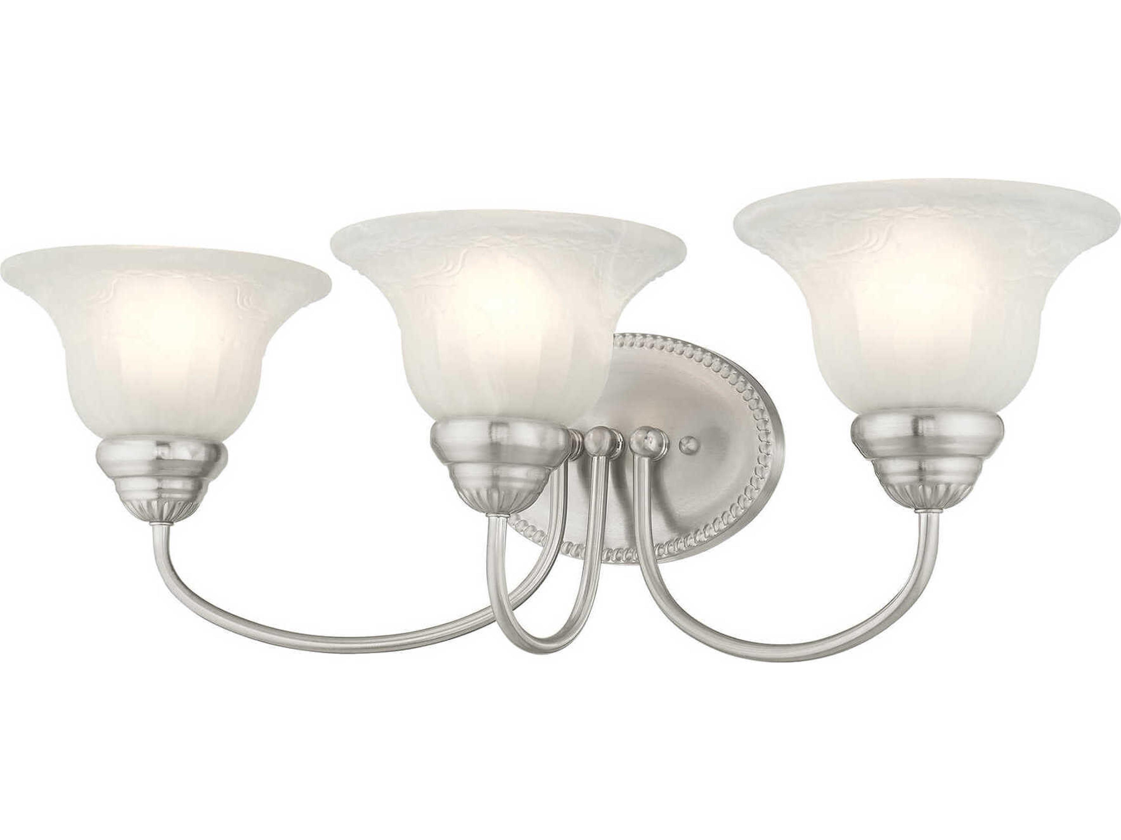 Livex Lighting Edgemont 3-Light Brushed Nickel Glass Vanity Light