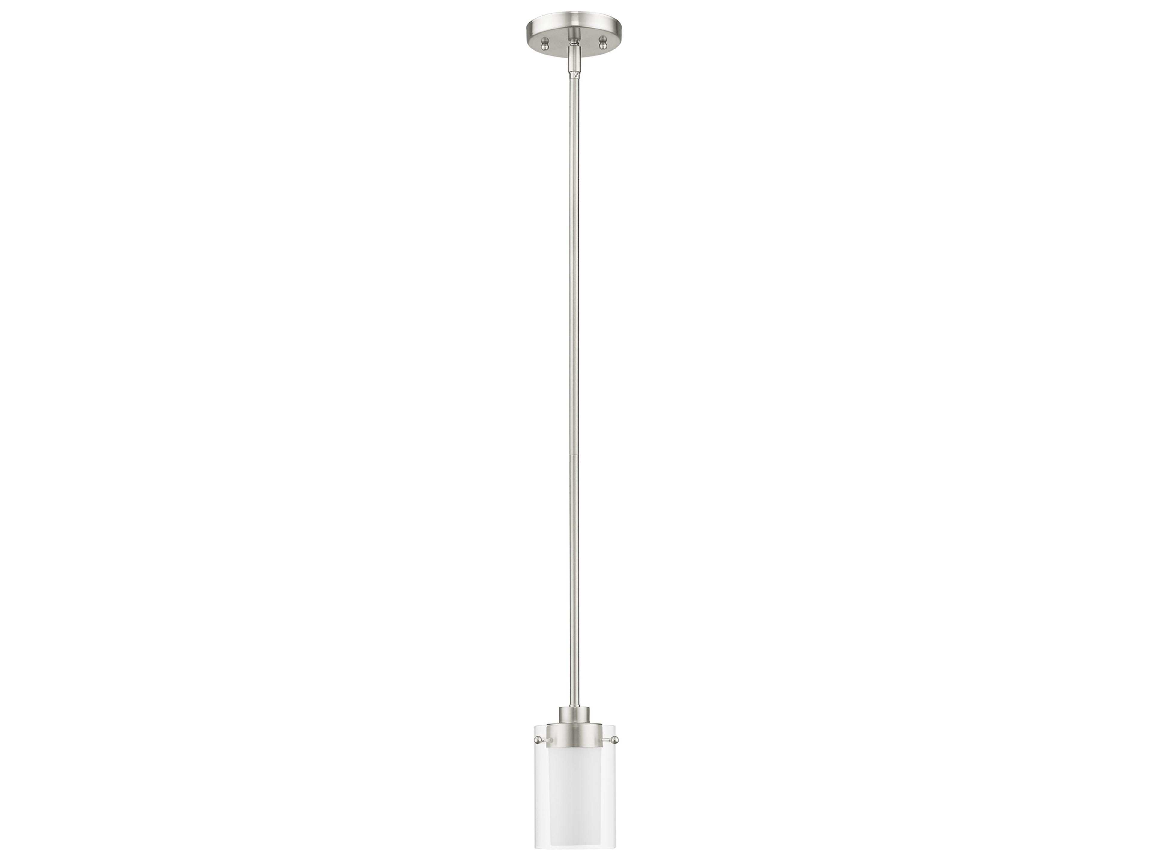 Livex Lighting Manhattan 1-Light Brushed Nickel Glass Cylinder Mini Pendant