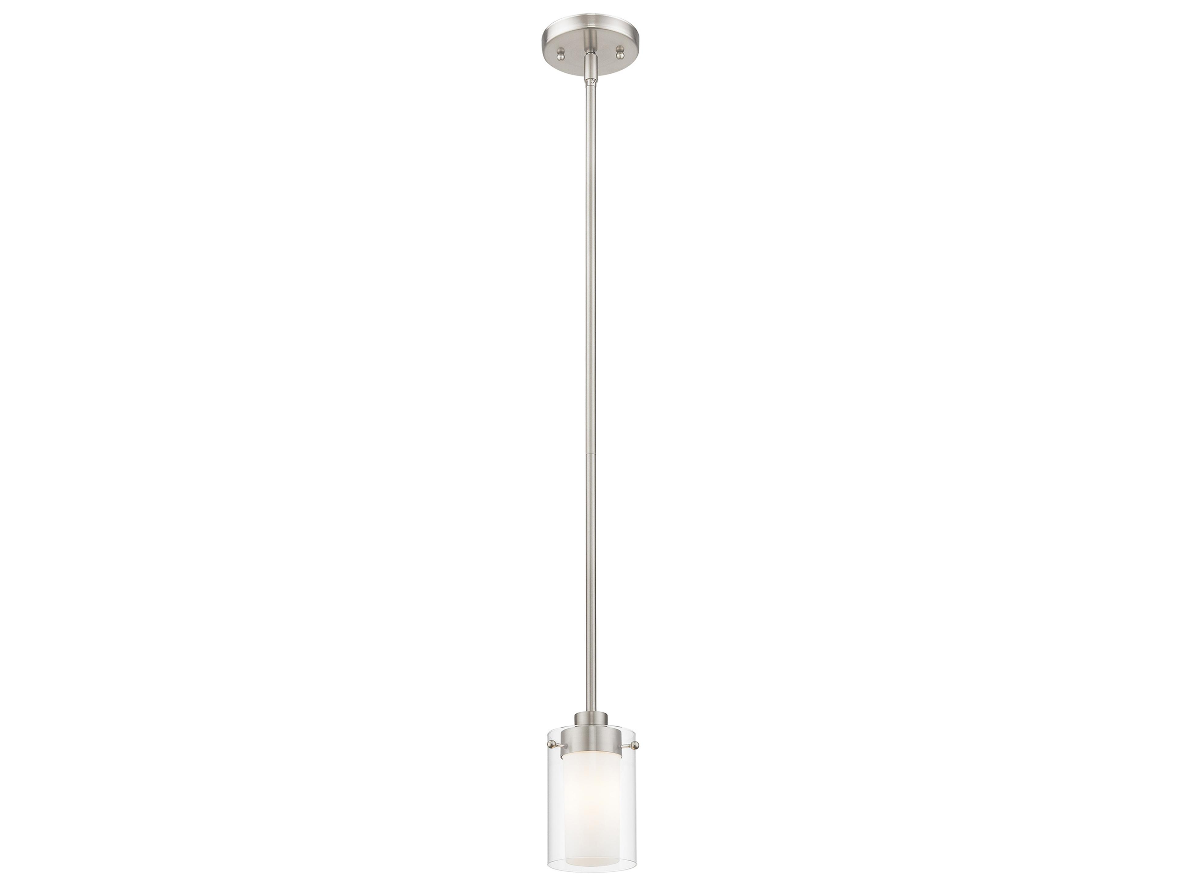 Livex Lighting Manhattan 1-Light Brushed Nickel Glass Cylinder Mini Pendant