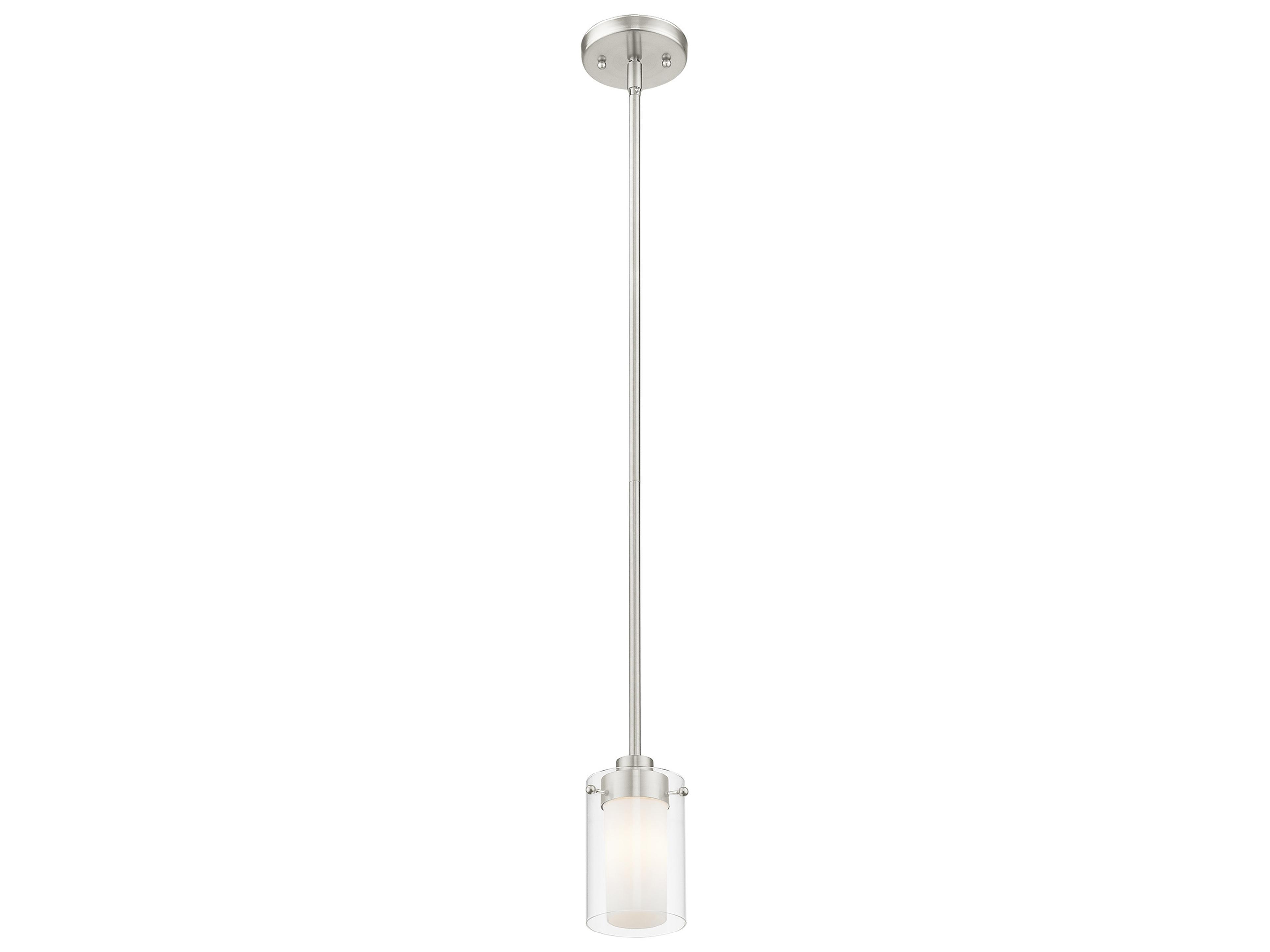 Livex Lighting Manhattan 1-Light Brushed Nickel Glass Cylinder Mini Pendant