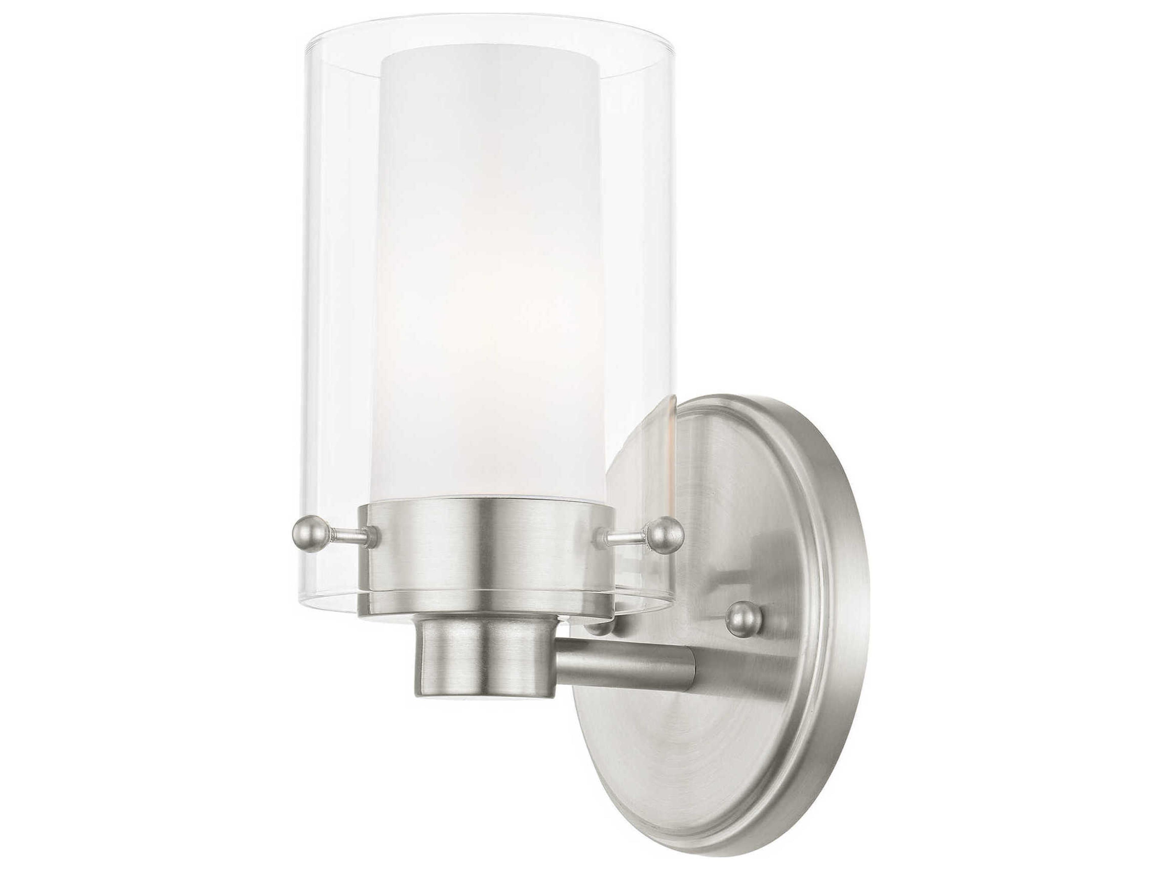 Livex Lighting Manhattan 1-Light Brushed Nickel Glass Wall Sconce