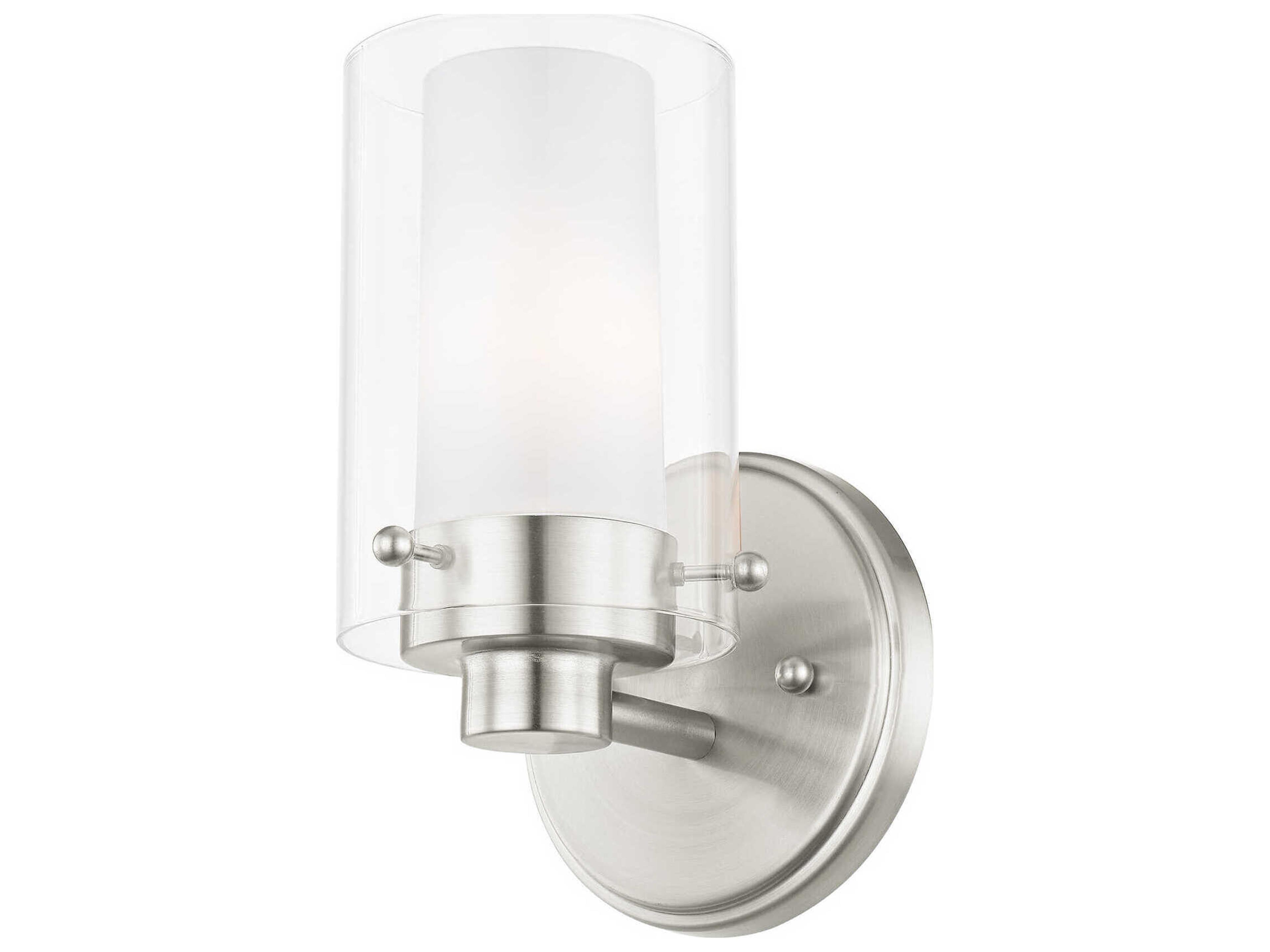 Livex Lighting Manhattan 1-Light Brushed Nickel Glass Wall Sconce