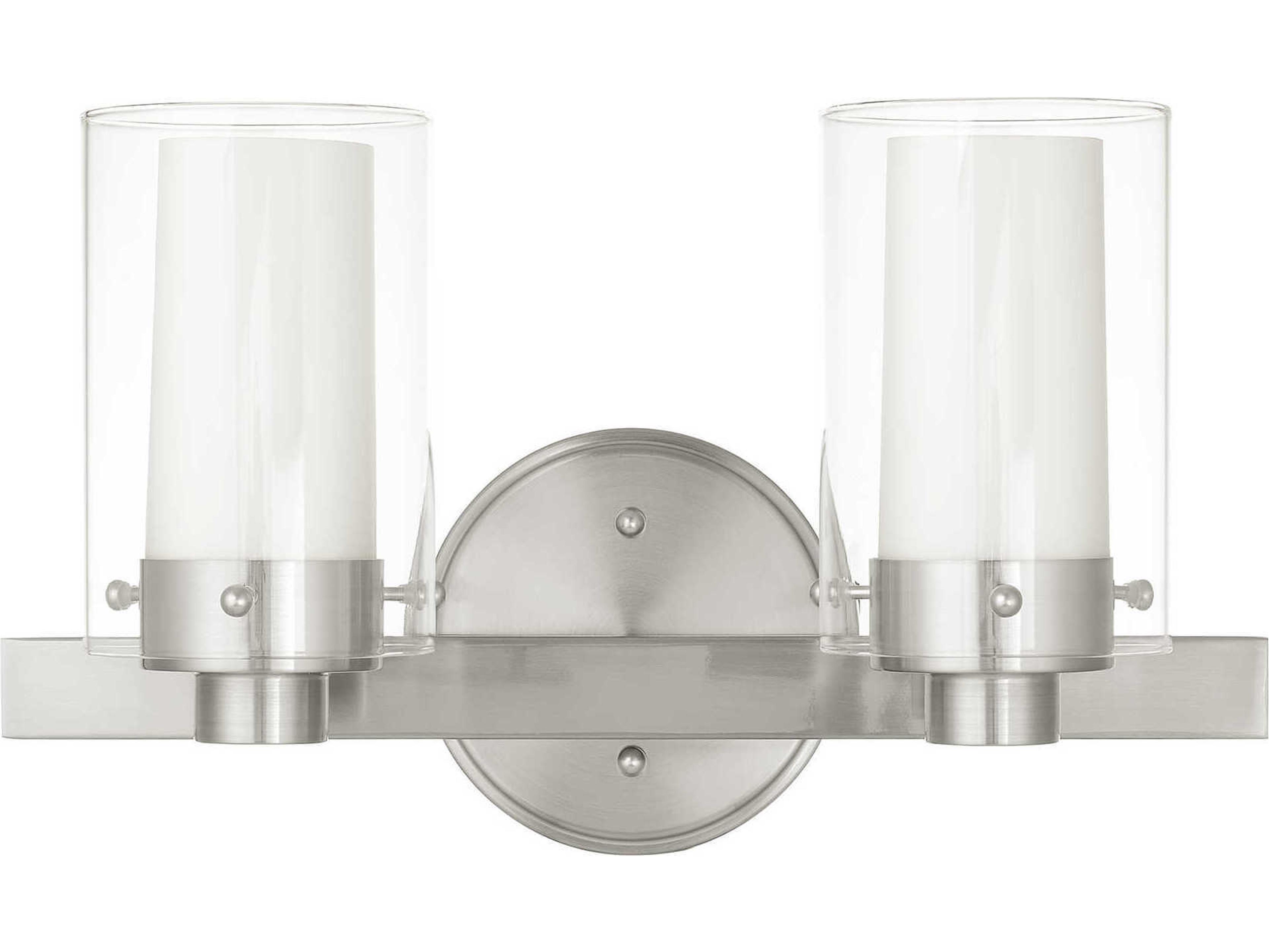 Livex Lighting Manhattan 2-Light Brushed Nickel Glass Vanity Light