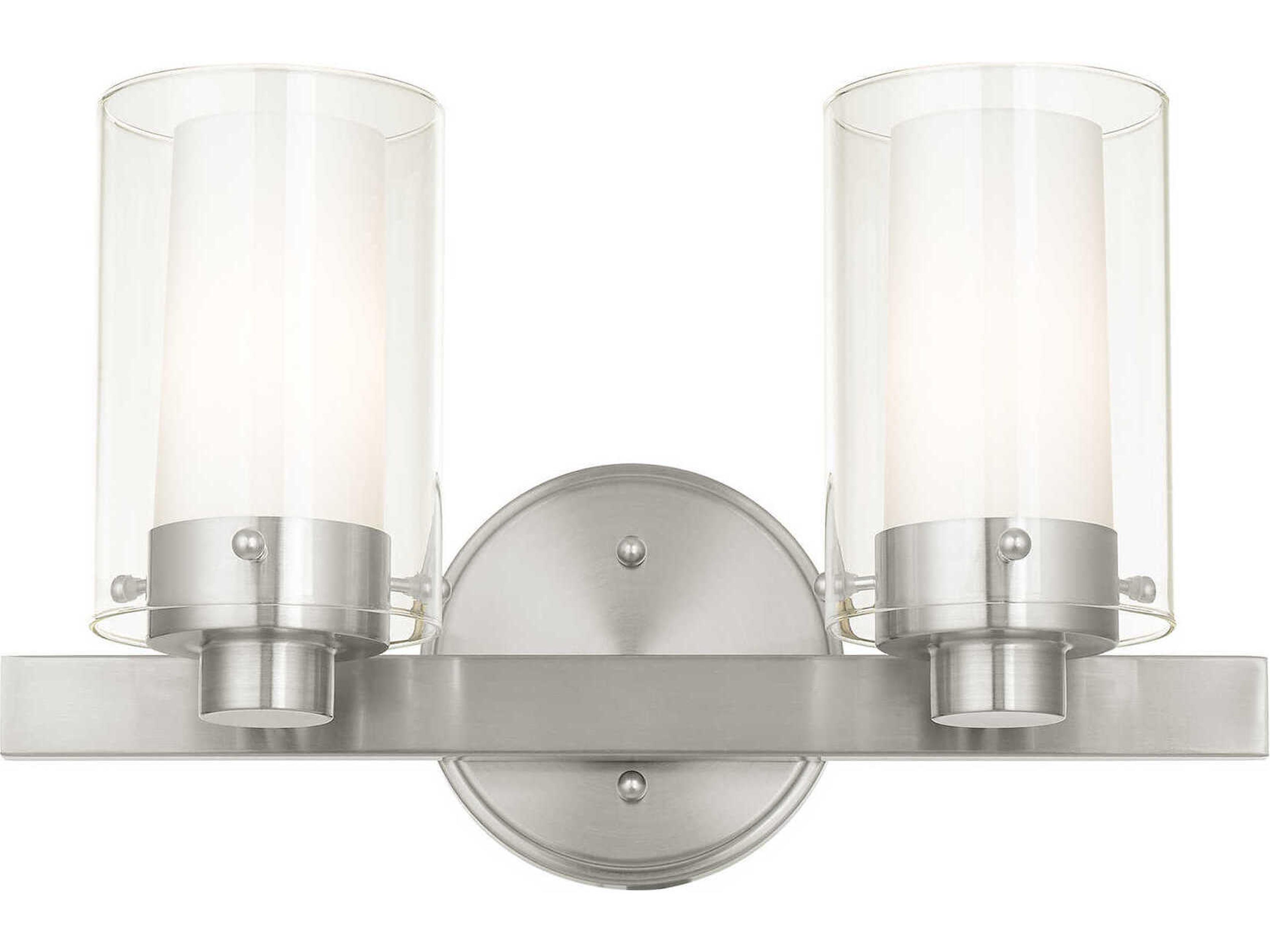 Livex Lighting Manhattan 2-Light Brushed Nickel Glass Vanity Light