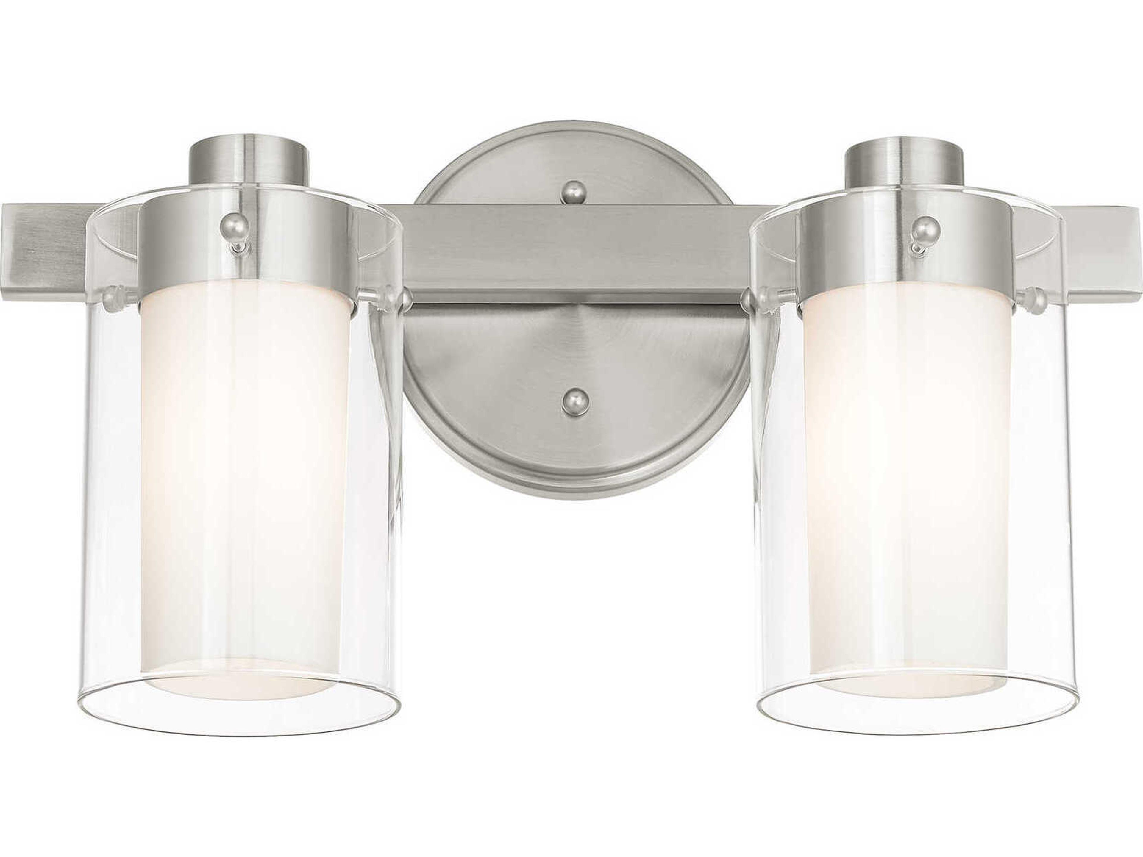 Livex Lighting Manhattan 2-Light Brushed Nickel Glass Vanity Light
