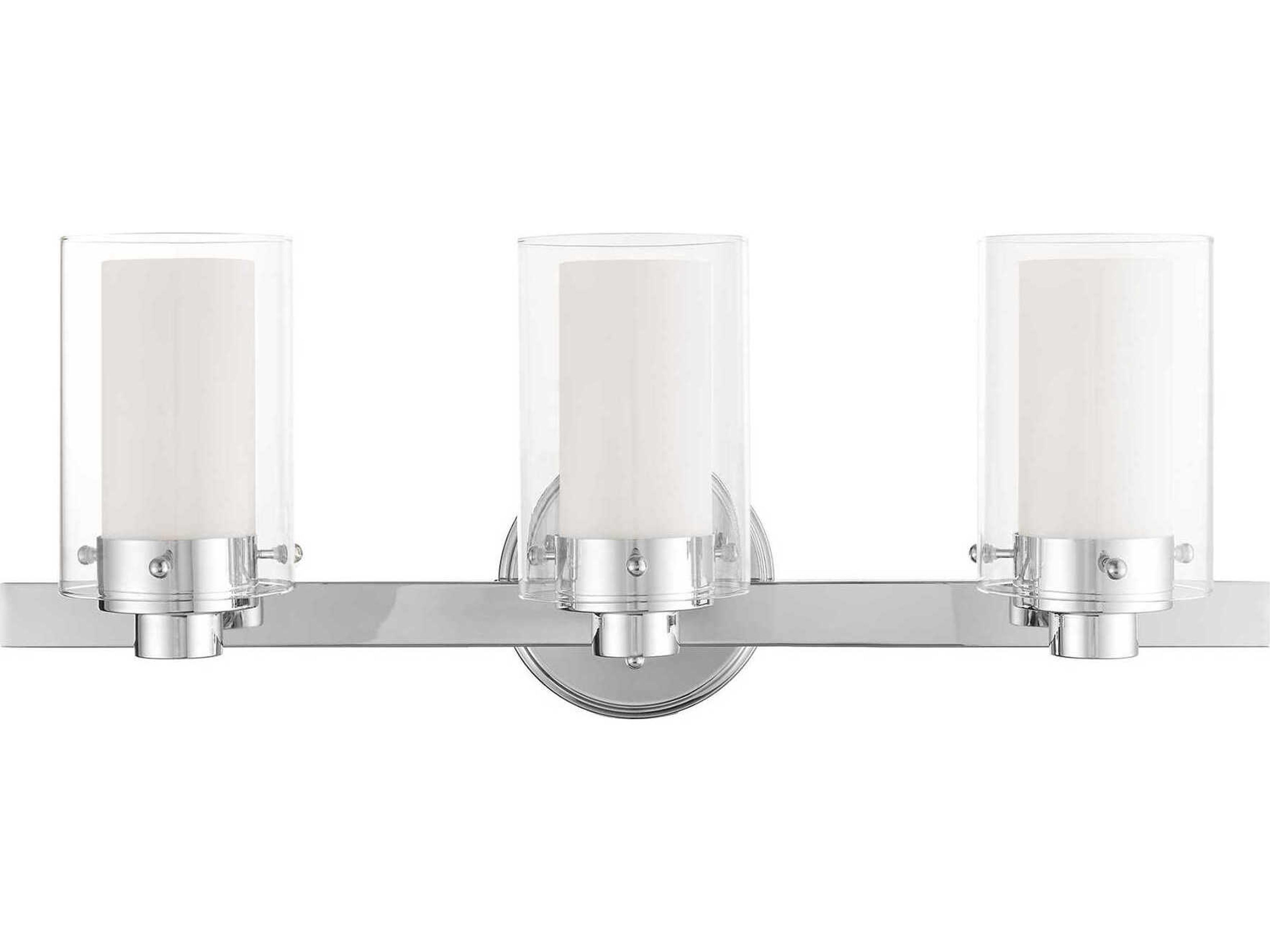 Livex Lighting Manhattan 3-Light Polished Chrome Glass Vanity Light
