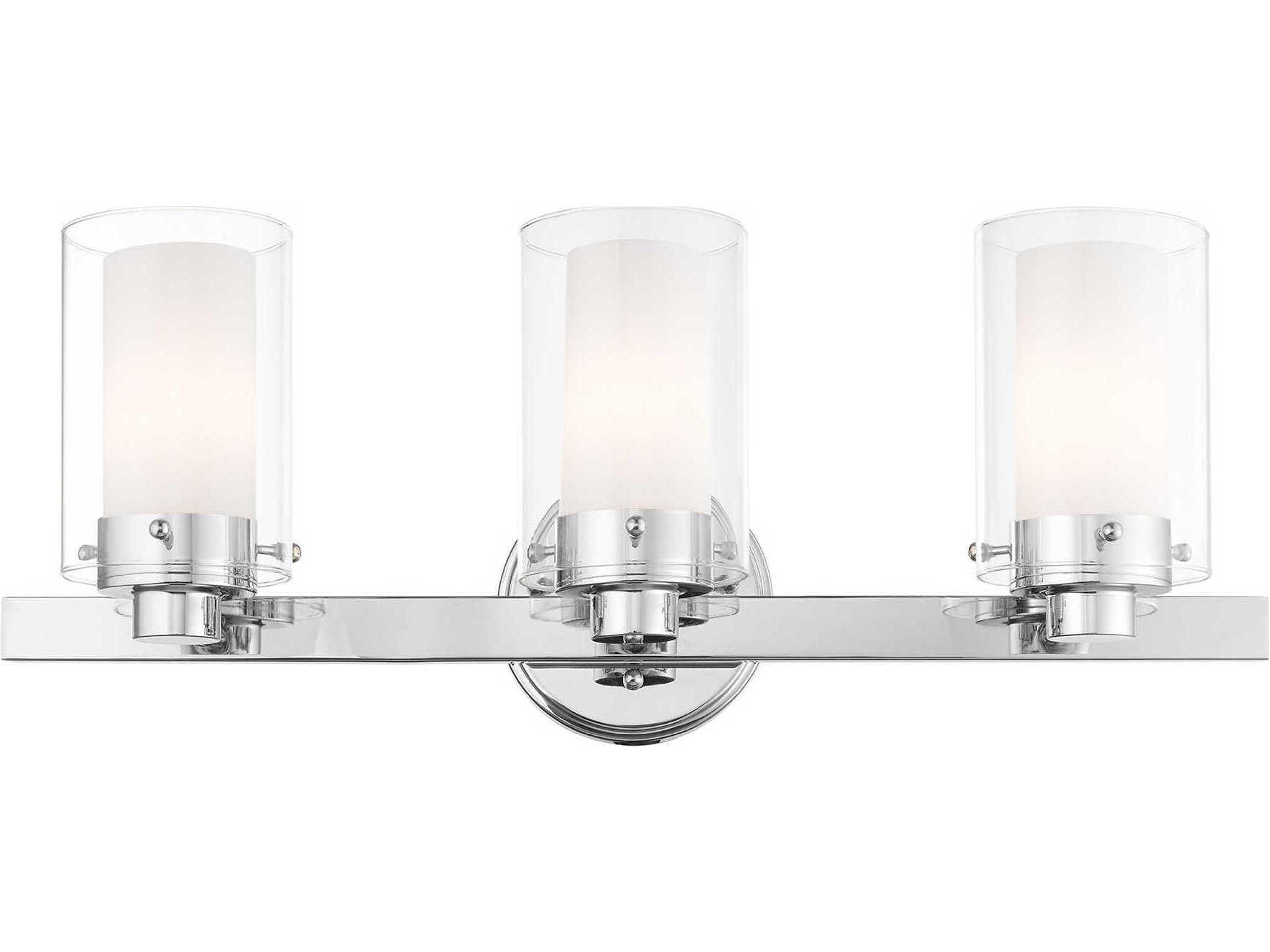 Livex Lighting Manhattan 3-Light Polished Chrome Glass Vanity Light