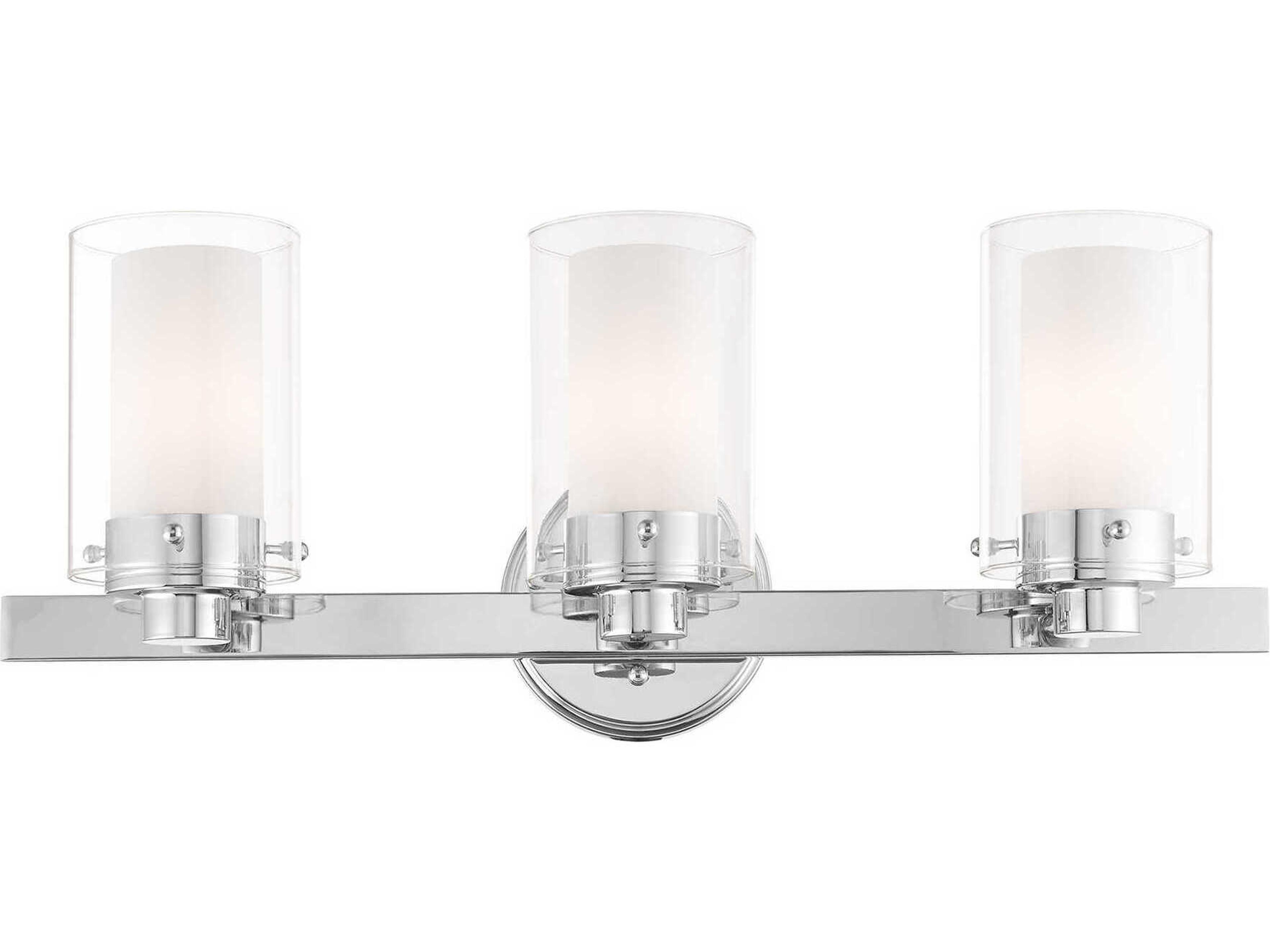Livex Lighting Manhattan 3-Light Polished Chrome Glass Vanity Light