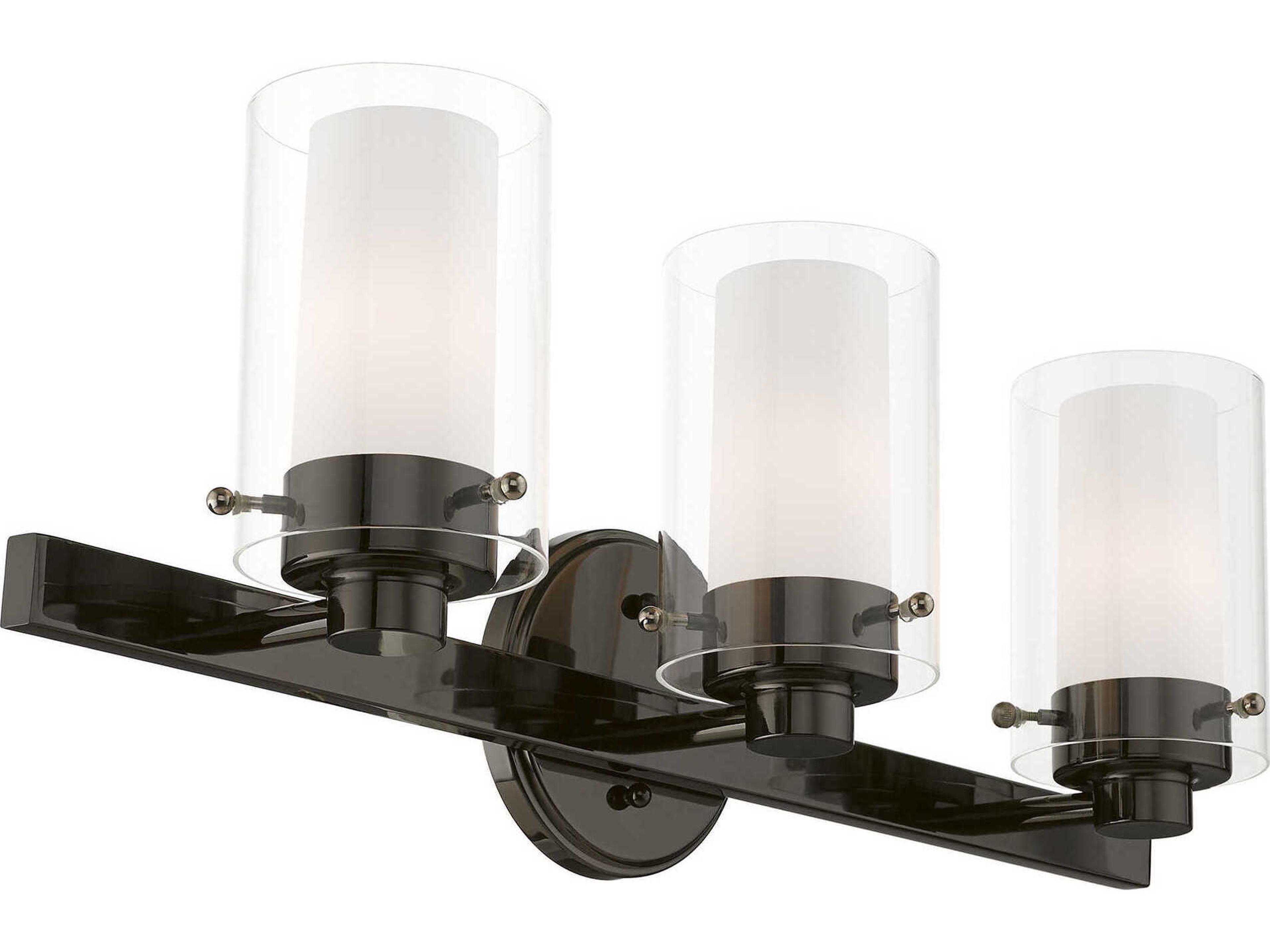 Livex Lighting Manhattan 3-Light Polished Black Chrome Glass Vanity Light