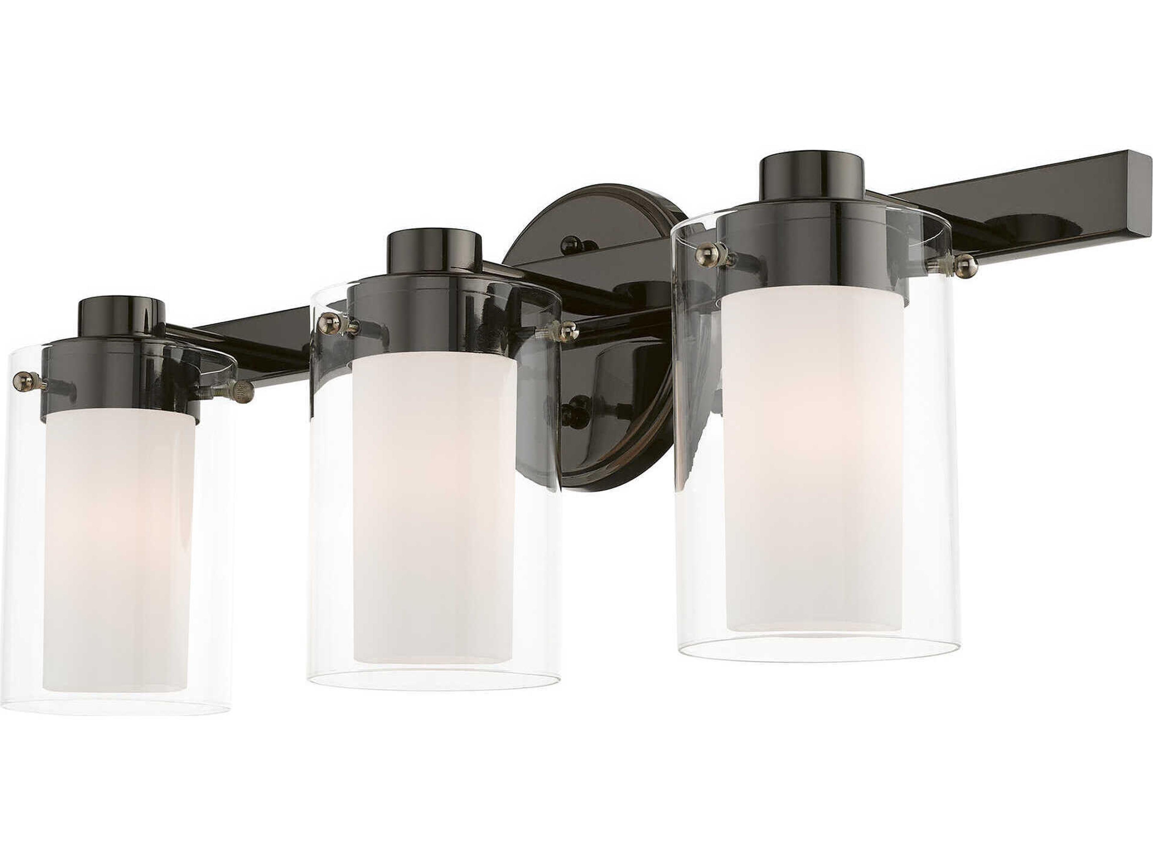 Livex Lighting Manhattan 3-Light Polished Black Chrome Glass Vanity Light