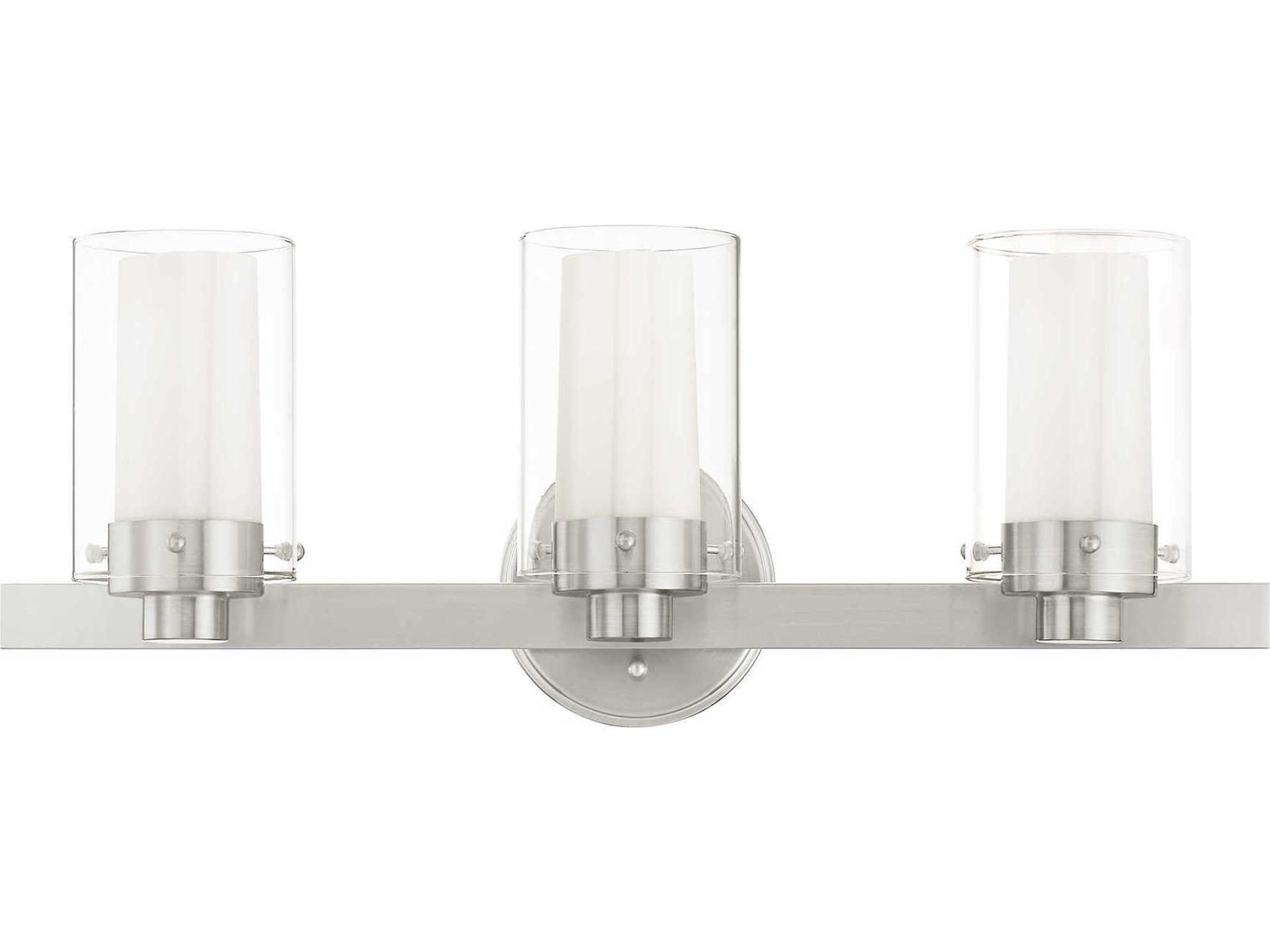 Livex Lighting Manhattan 3-Light Brushed Nickel Glass Vanity Light