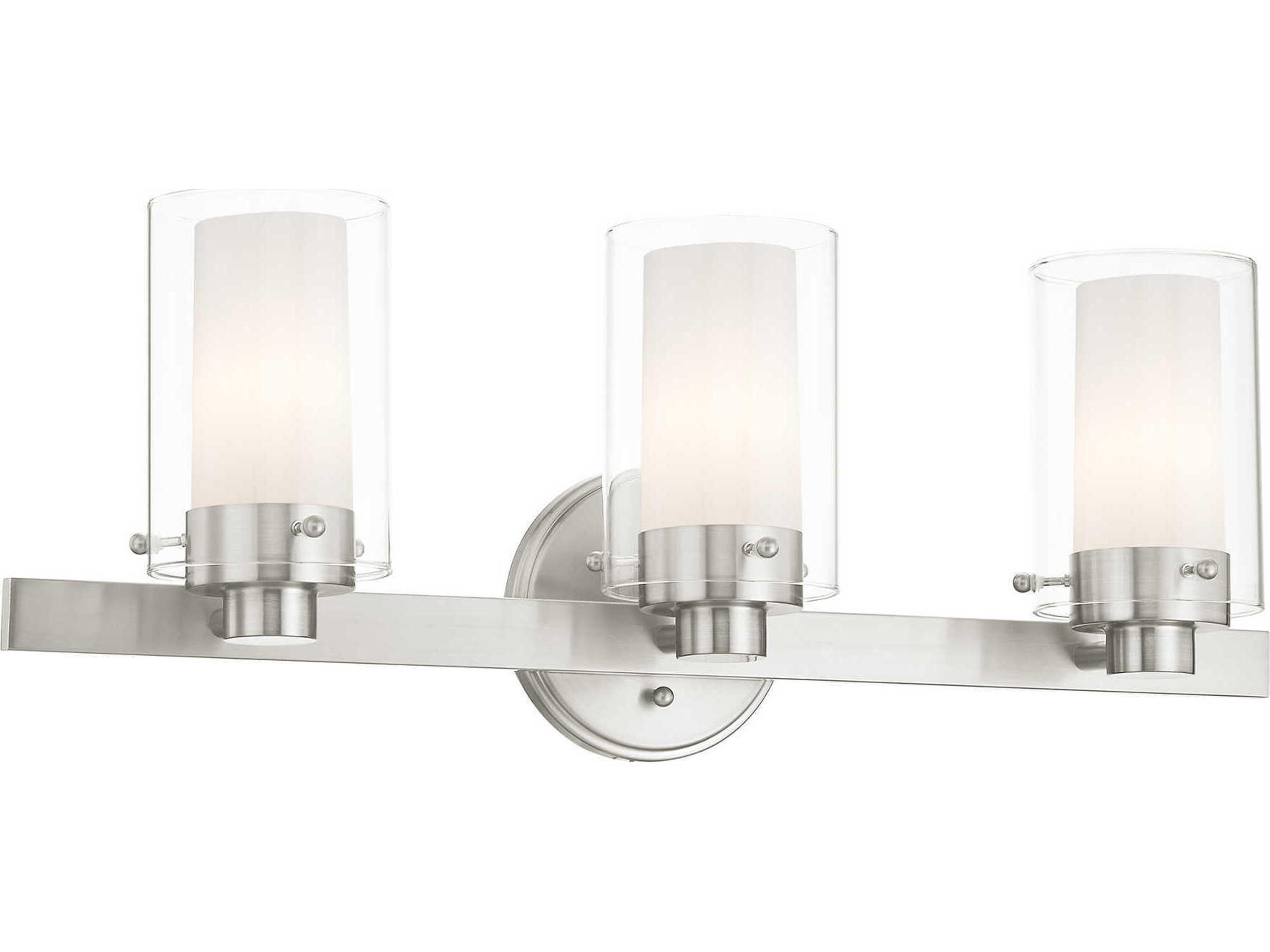 Livex Lighting Manhattan 3-Light Brushed Nickel Glass Vanity Light