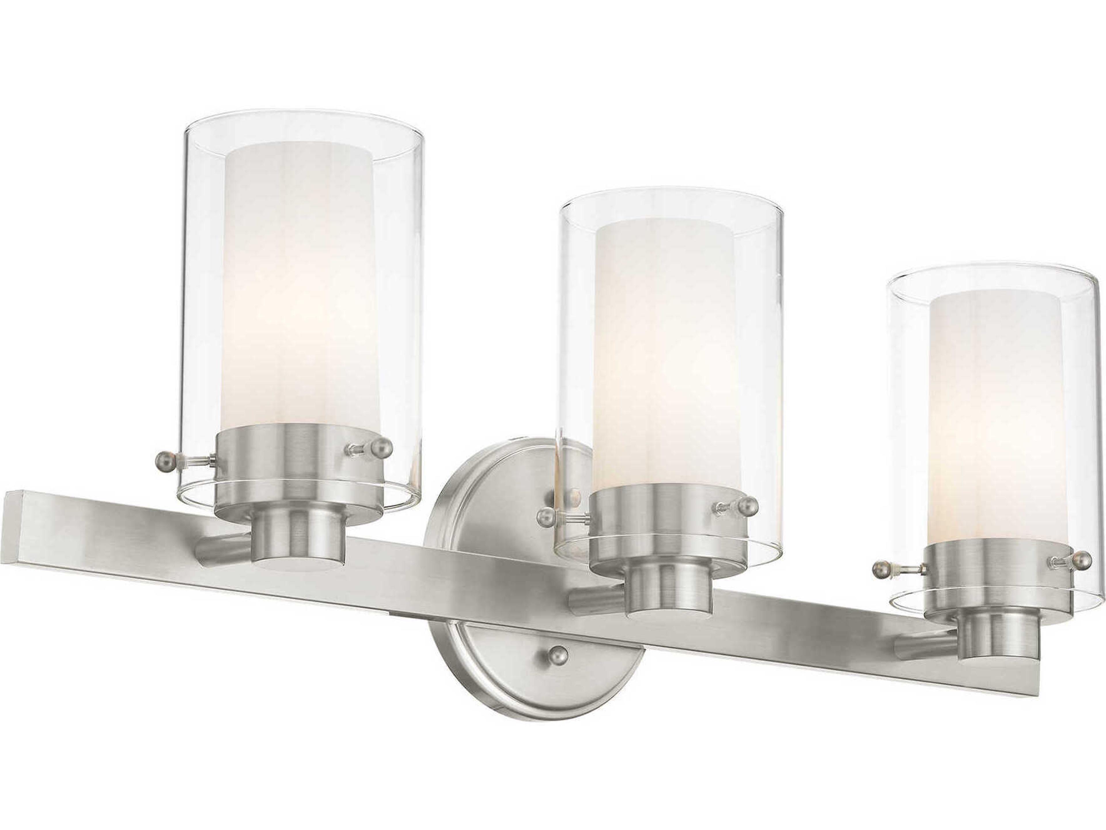 Livex Lighting Manhattan 3-Light Brushed Nickel Glass Vanity Light
