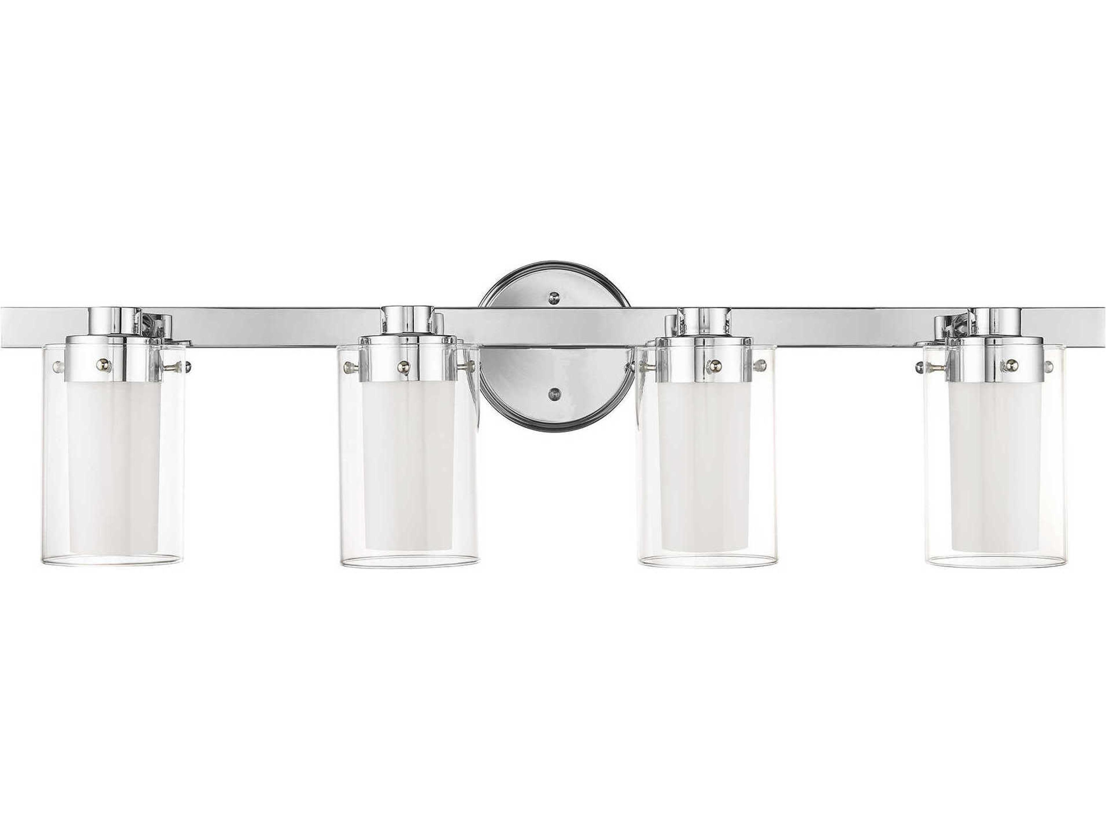 Livex Lighting Manhattan 4-Light Polished Chrome Glass Vanity Light