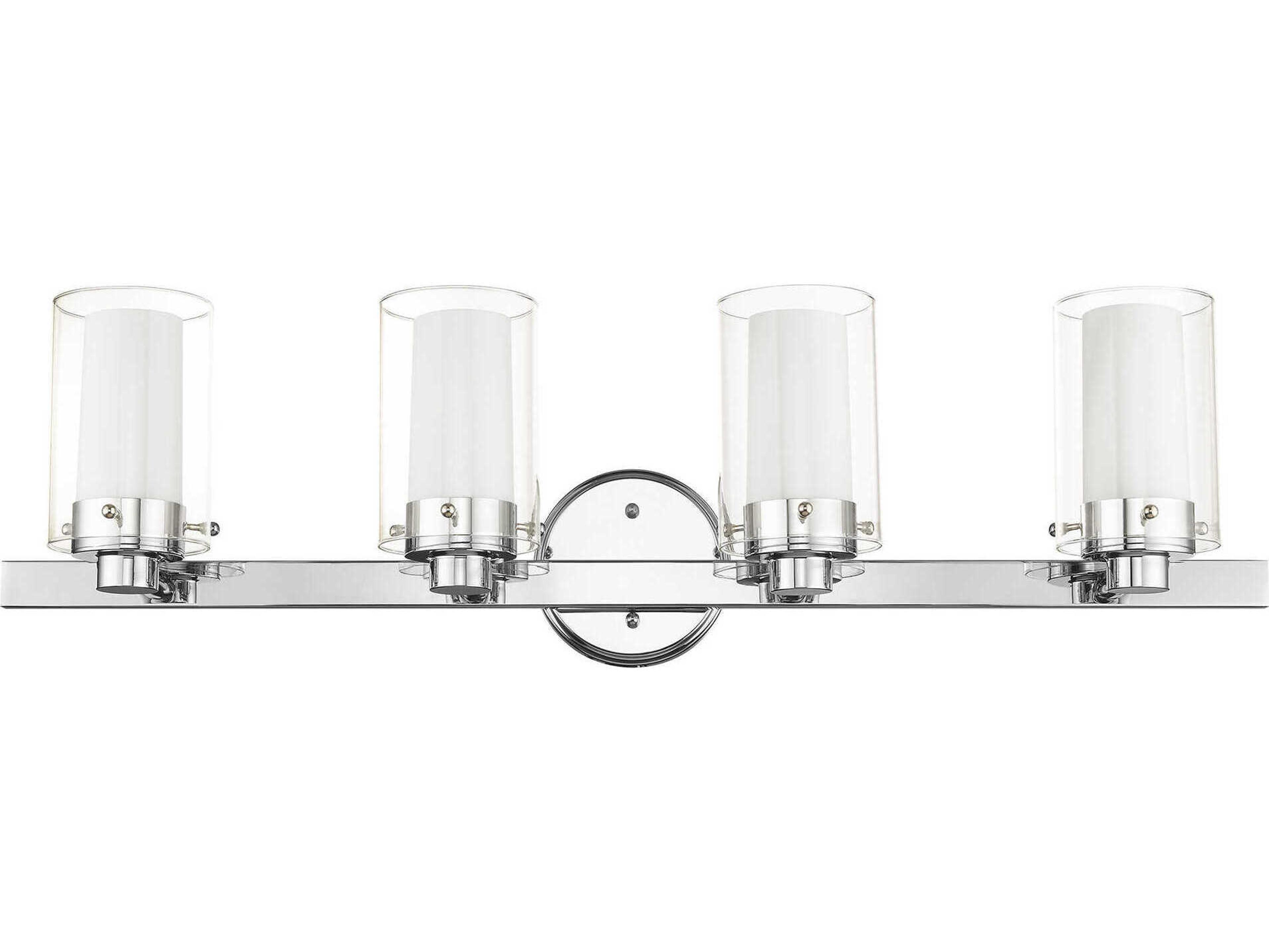Livex Lighting Manhattan 4-Light Polished Chrome Glass Vanity Light