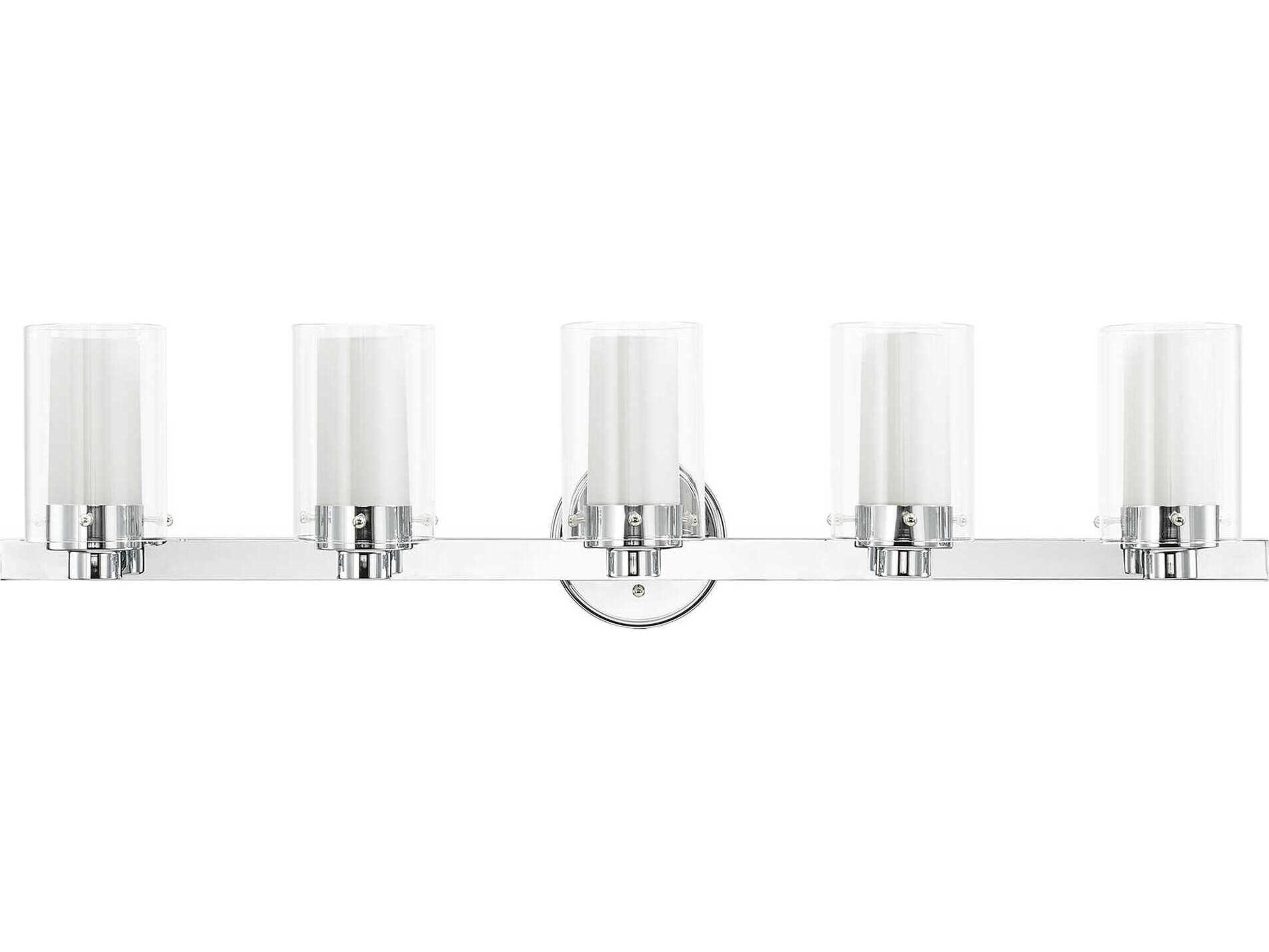 Livex Lighting Manhattan 5-Light Polished Chrome Glass Vanity Light