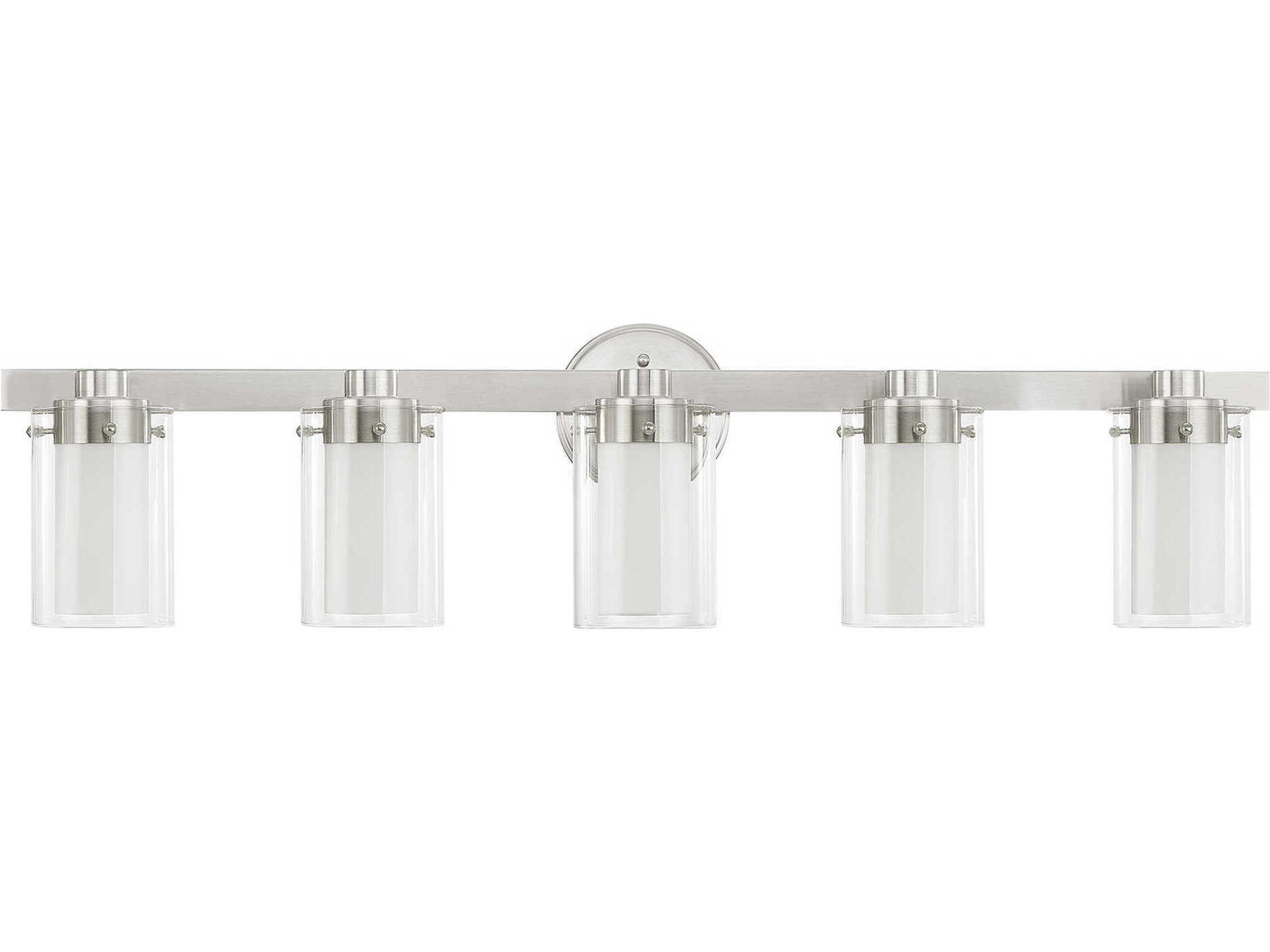 Livex Lighting Manhattan 5-Light Brushed Nickel Glass Vanity Light