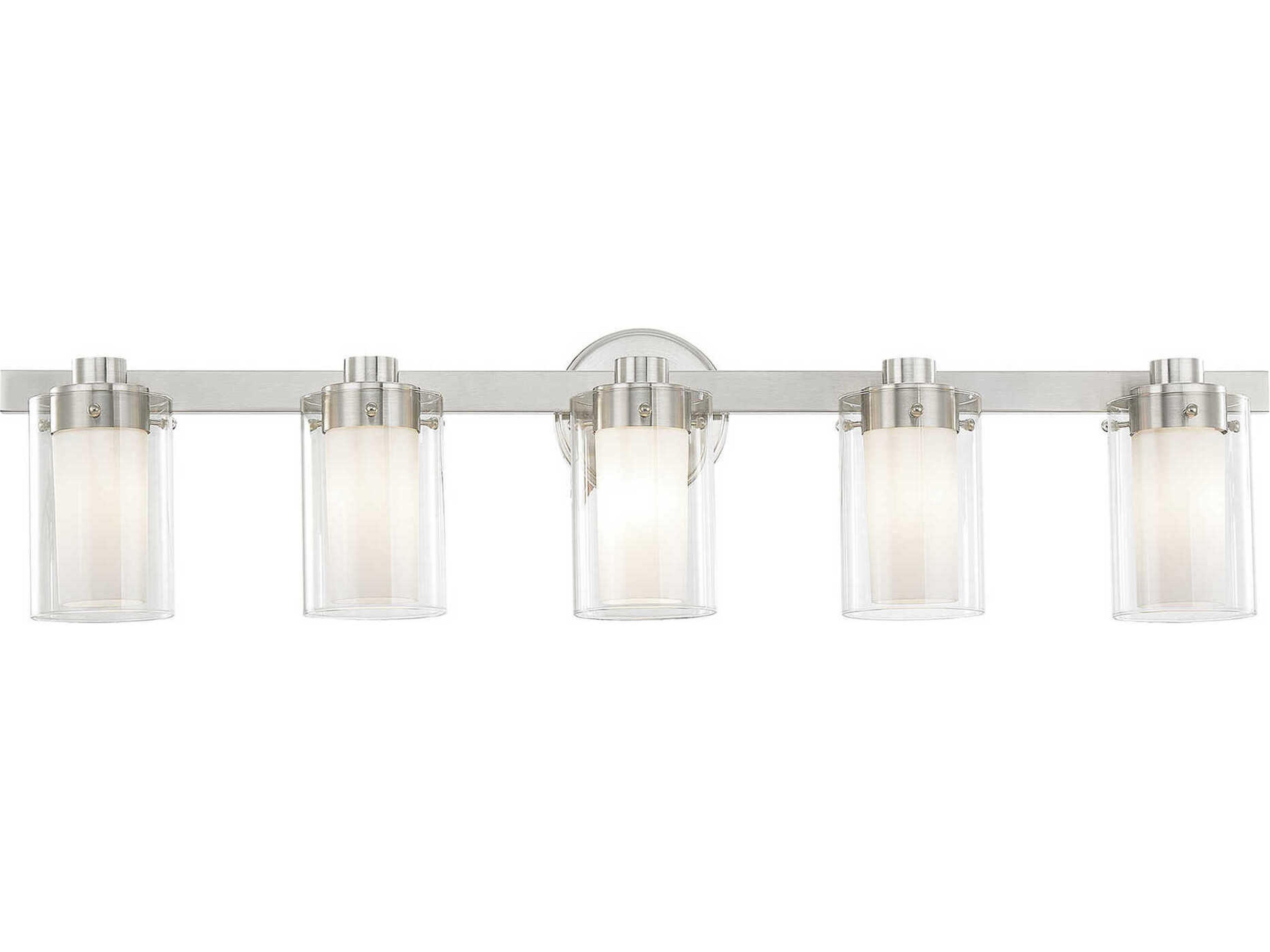 Livex Lighting Manhattan 5-Light Brushed Nickel Glass Vanity Light