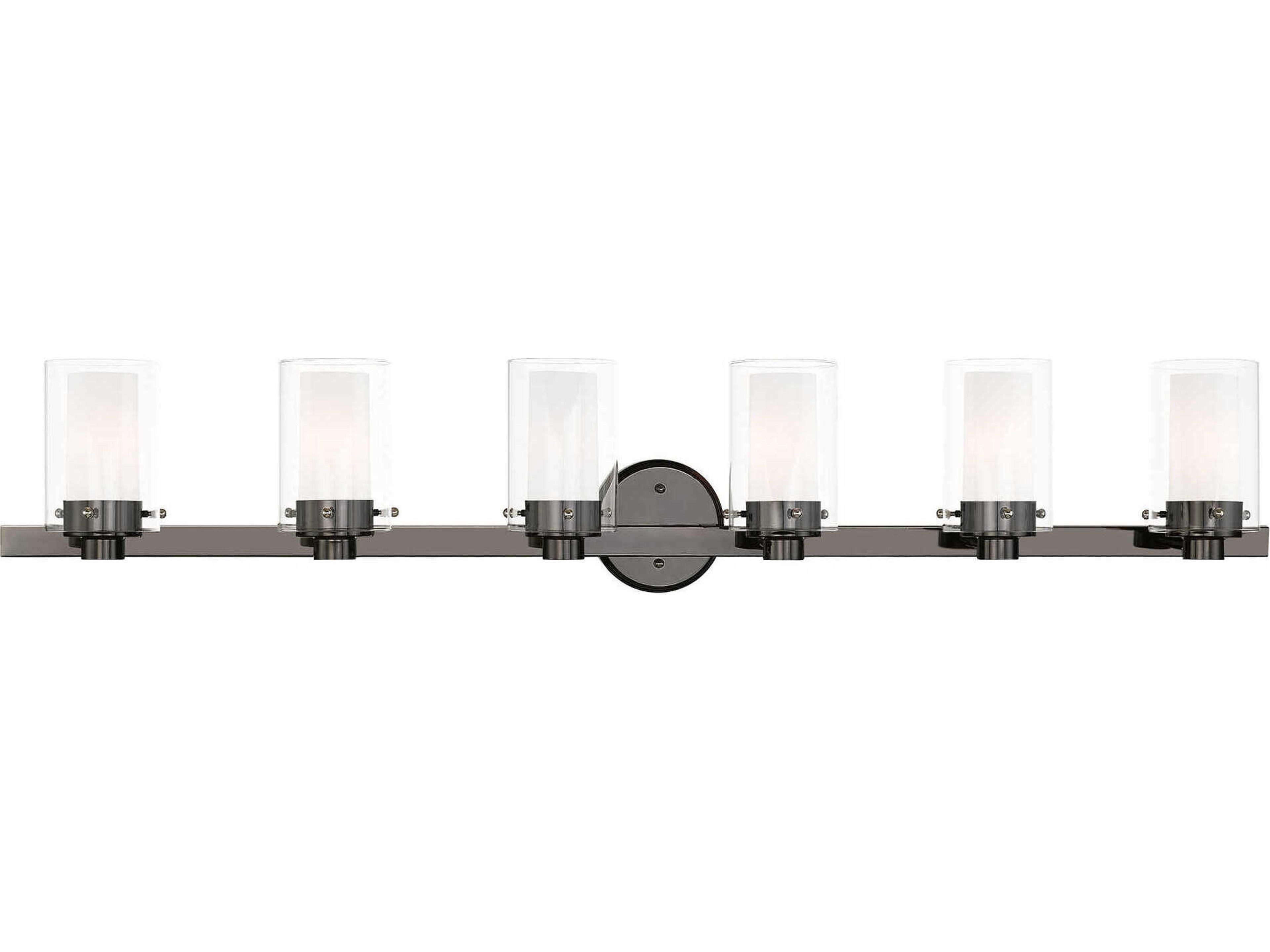 Manhattan 6-Light Polished Black Chrome Glass Vanity Light