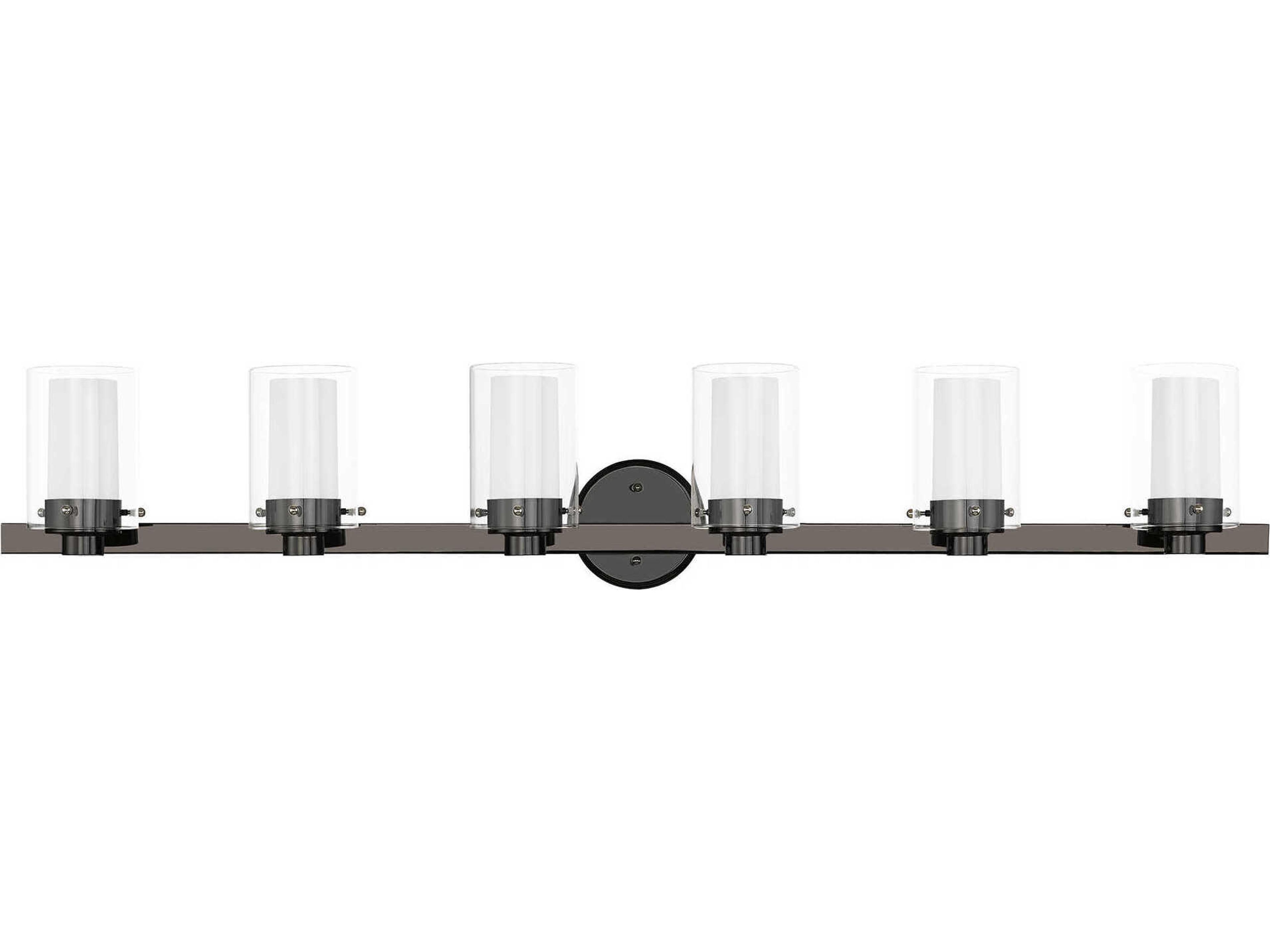 Livex Lighting Manhattan 6-Light Polished Black Chrome Glass Vanity Light