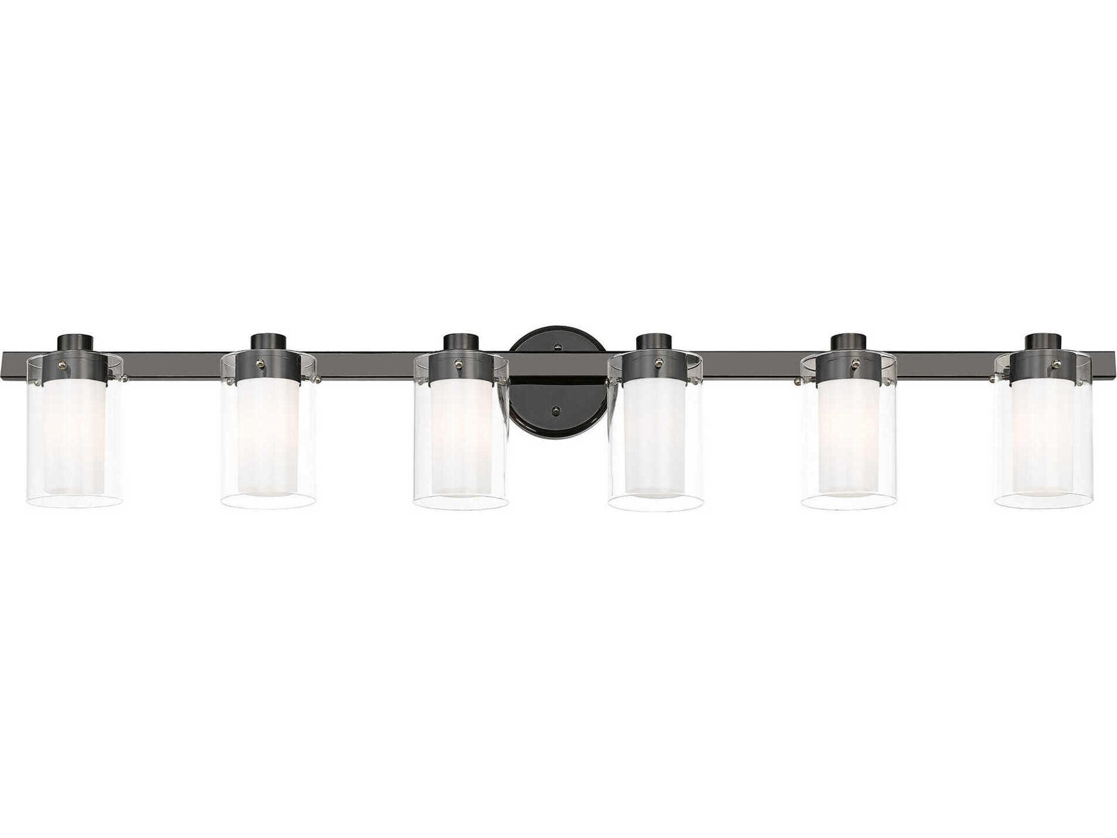 Livex Lighting Manhattan 6-Light Polished Black Chrome Glass Vanity Light