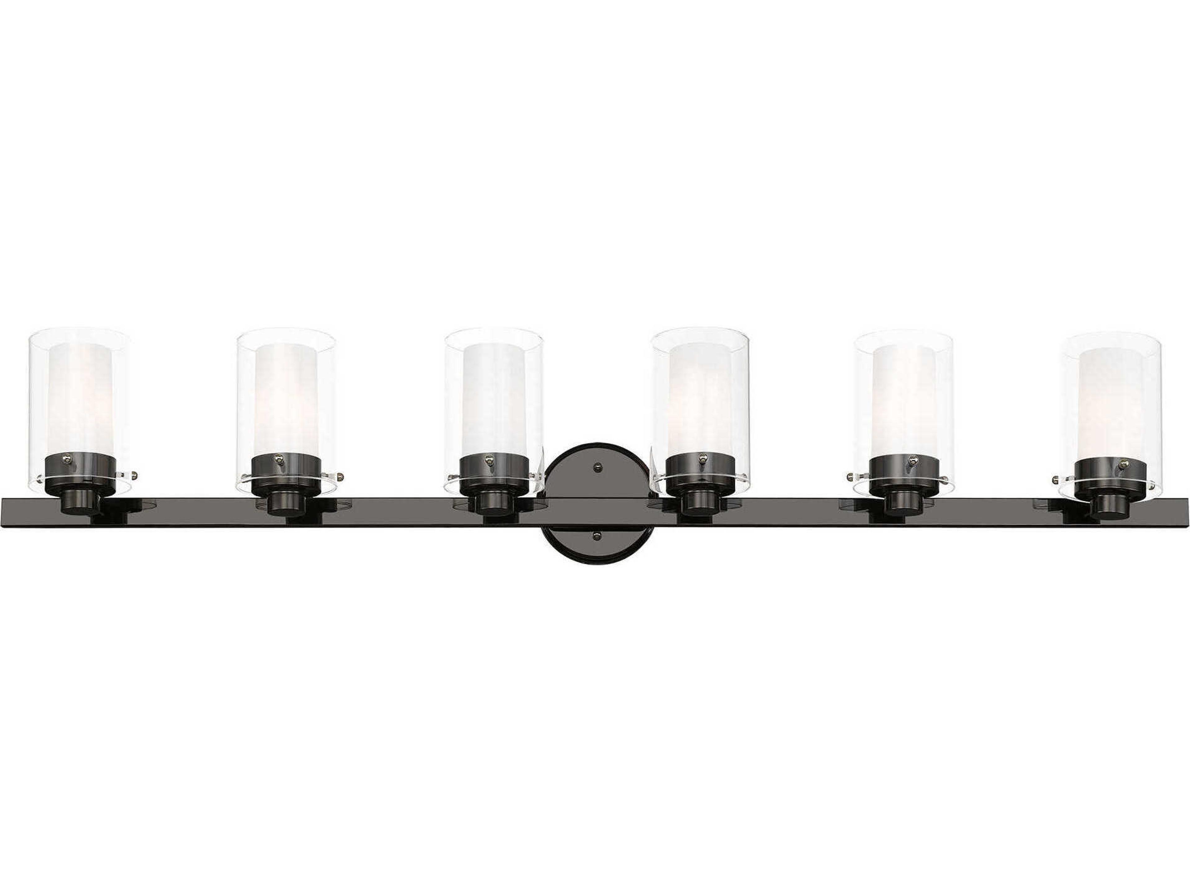 Livex Lighting Manhattan 6-Light Polished Black Chrome Glass Vanity Light