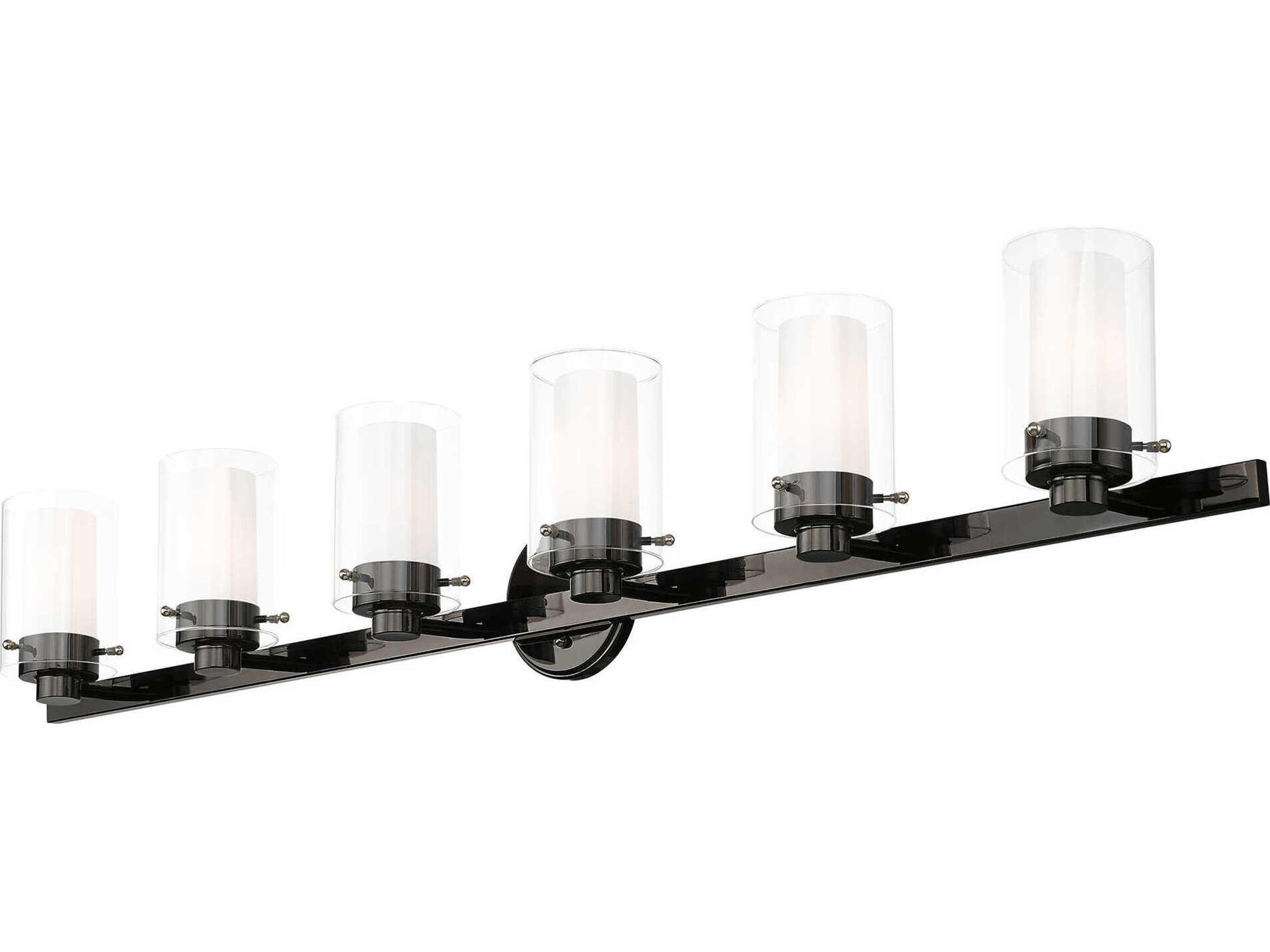 Livex Lighting Manhattan 6-Light Polished Black Chrome Glass Vanity Light