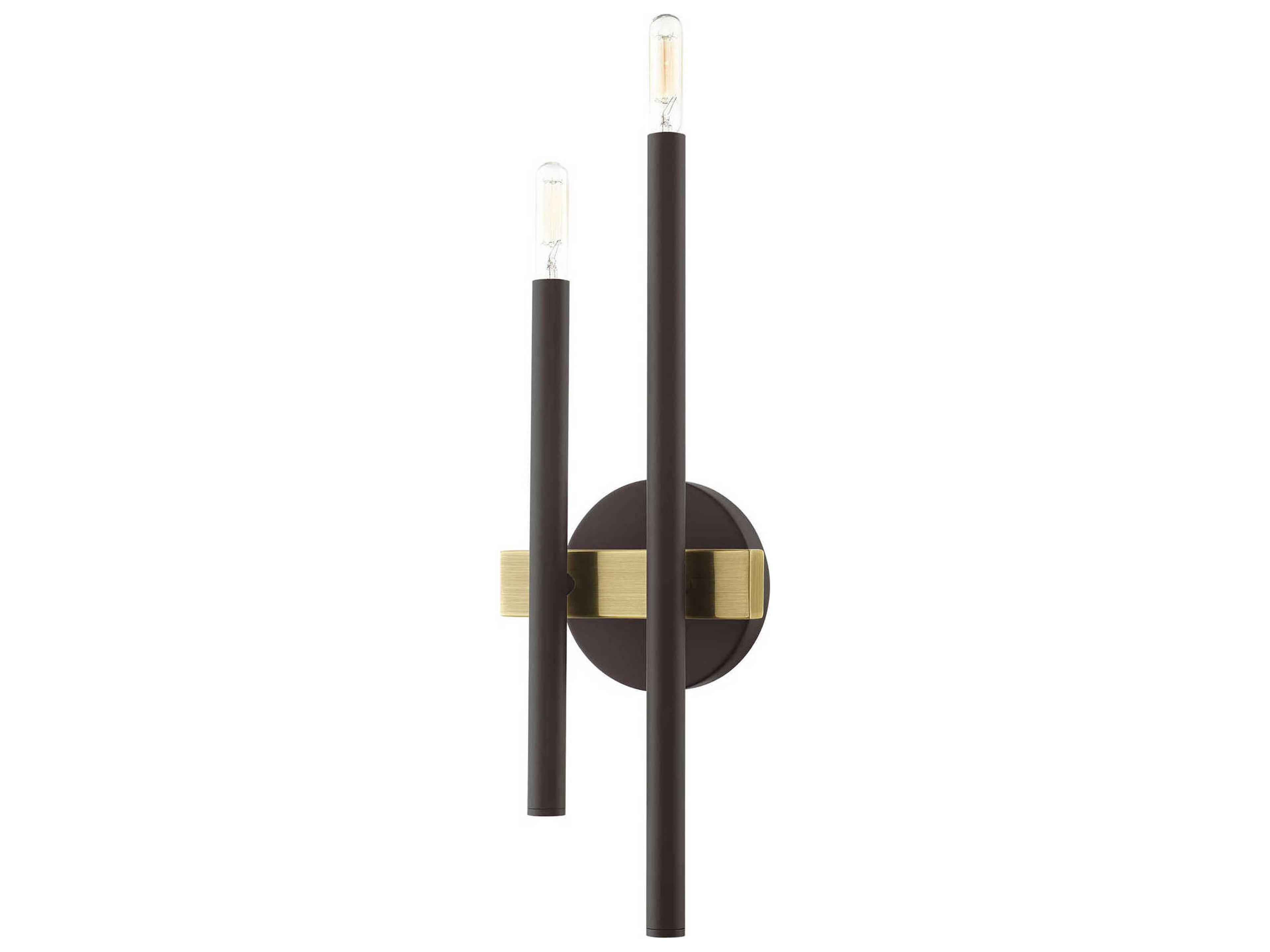 Livex Lighting Denmark 2-Light Bronze Antique Brass Black Wall Sconce