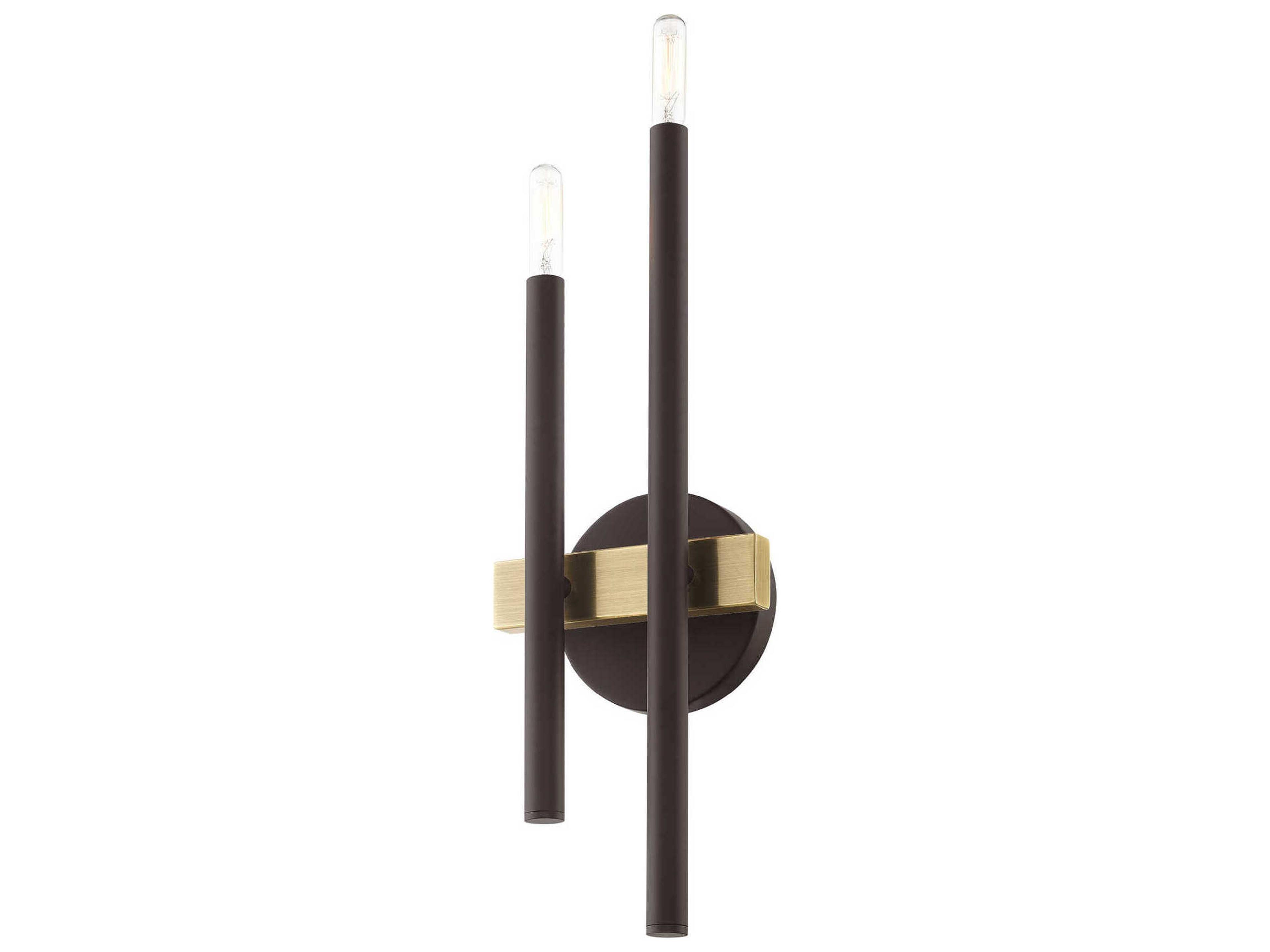 Livex Lighting Denmark 2-Light Bronze Antique Brass Black Wall Sconce