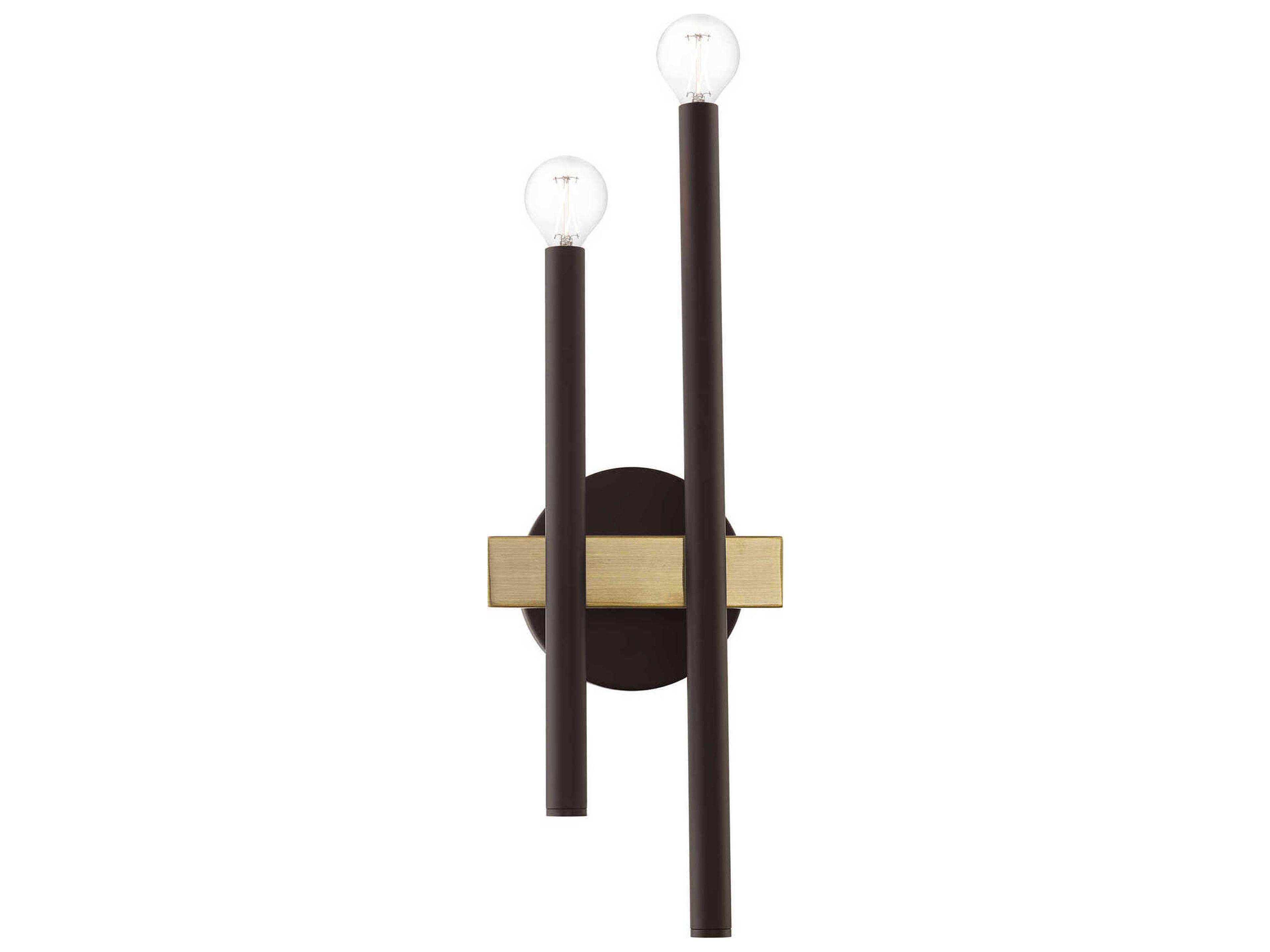 Livex Lighting Denmark 2-Light Bronze Antique Brass Black Wall Sconce