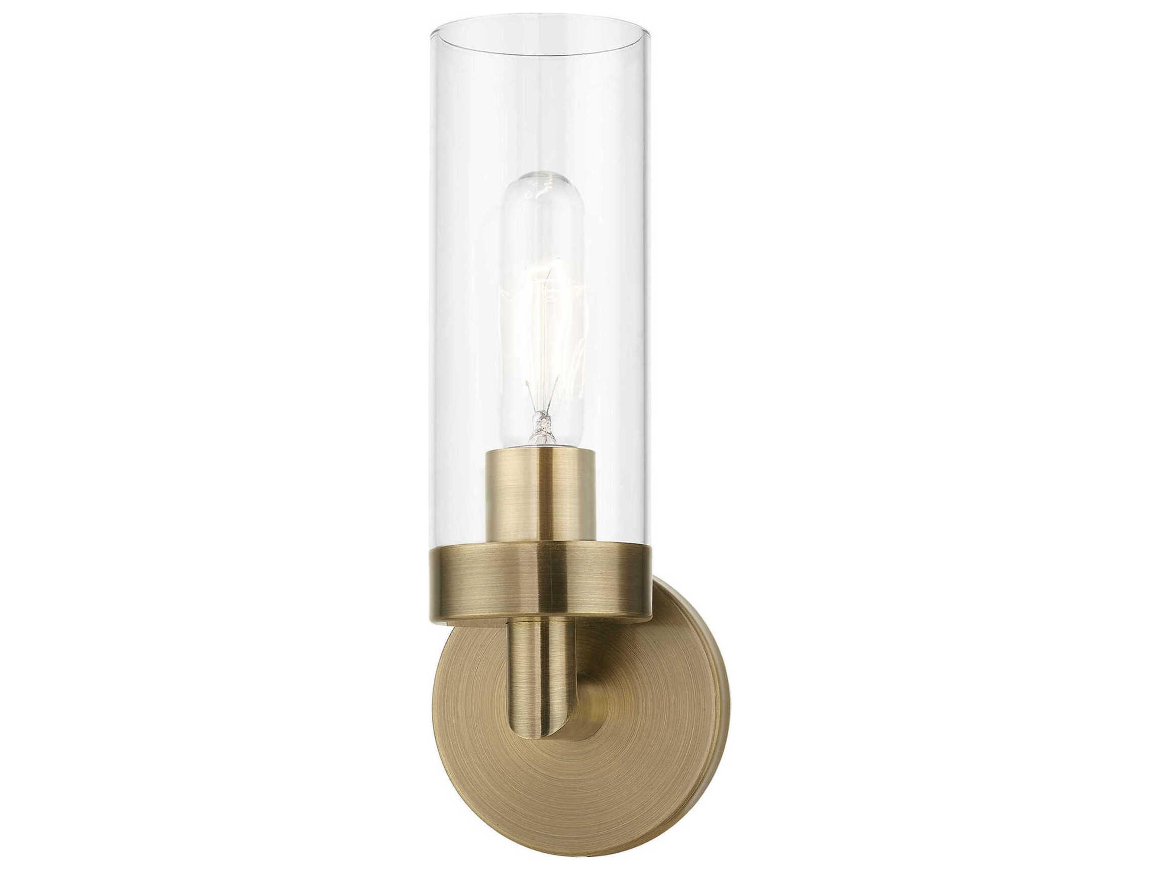 Livex Lighting Ludlow 1-Light Antique Brass Glass Wall Sconce
