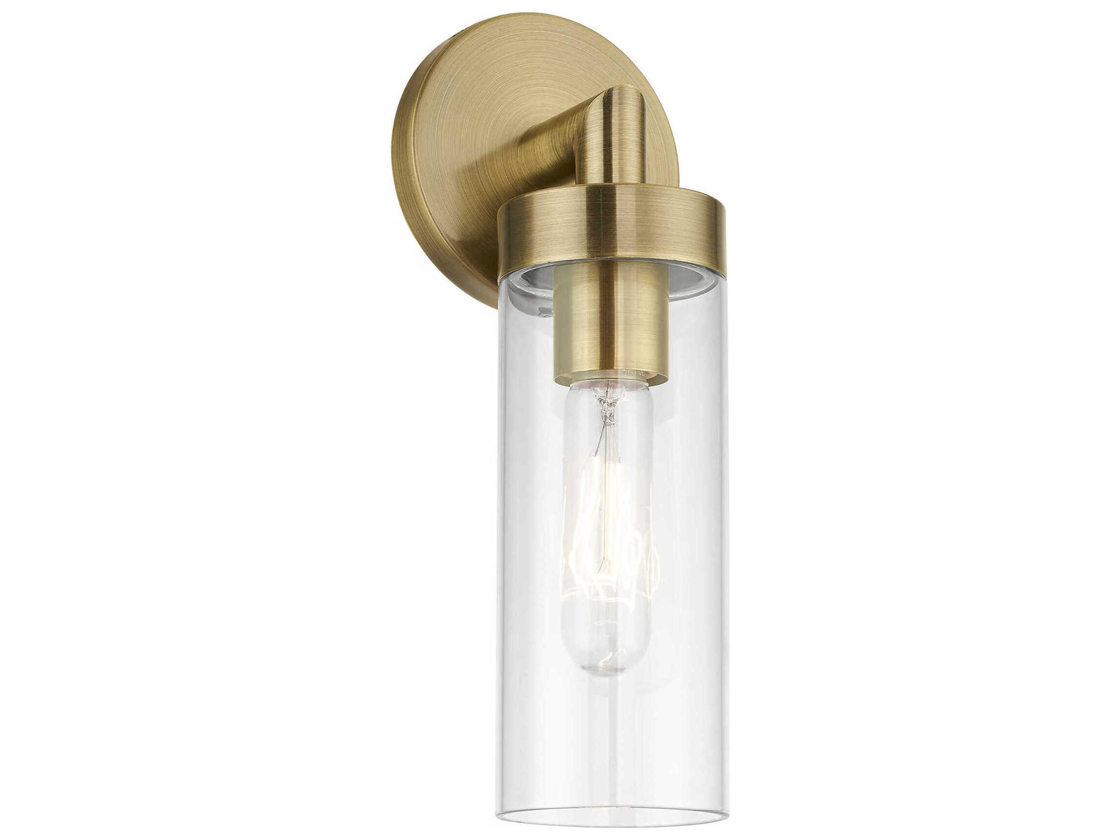 Livex Lighting Ludlow 1-Light Antique Brass Glass Wall Sconce