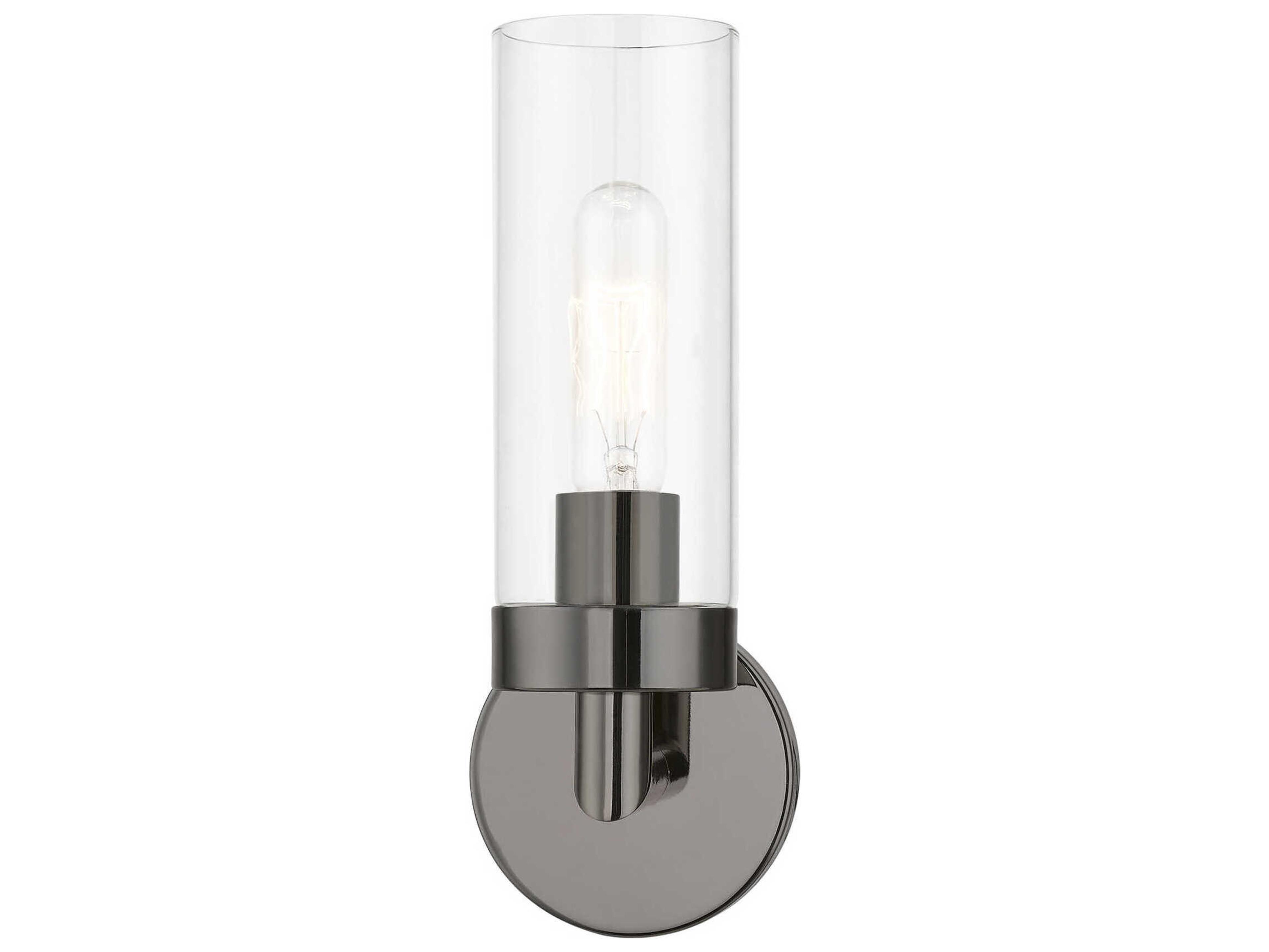Livex Lighting Ludlow 1-Light Black Chrome Glass Wall Sconce