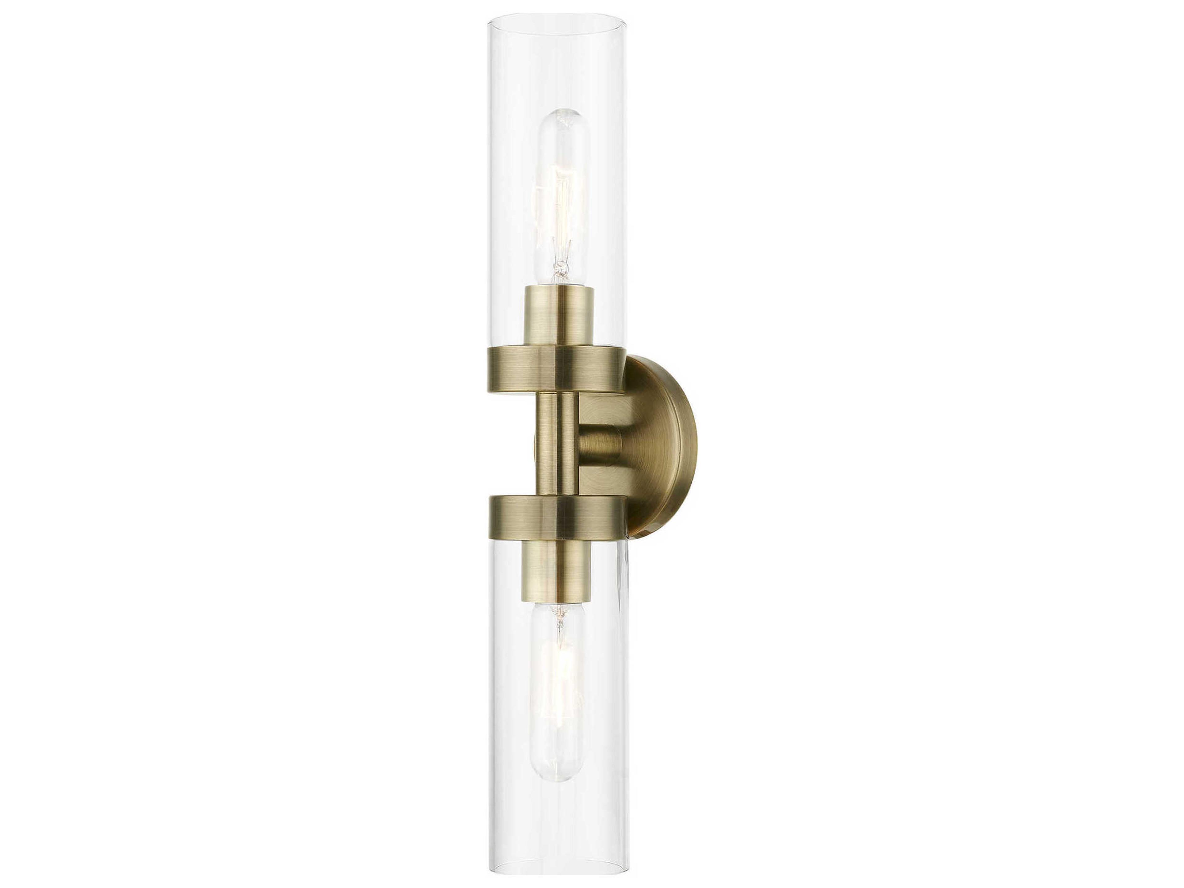 Ludlow 2-Light Antique Brass Glass Vanity Light