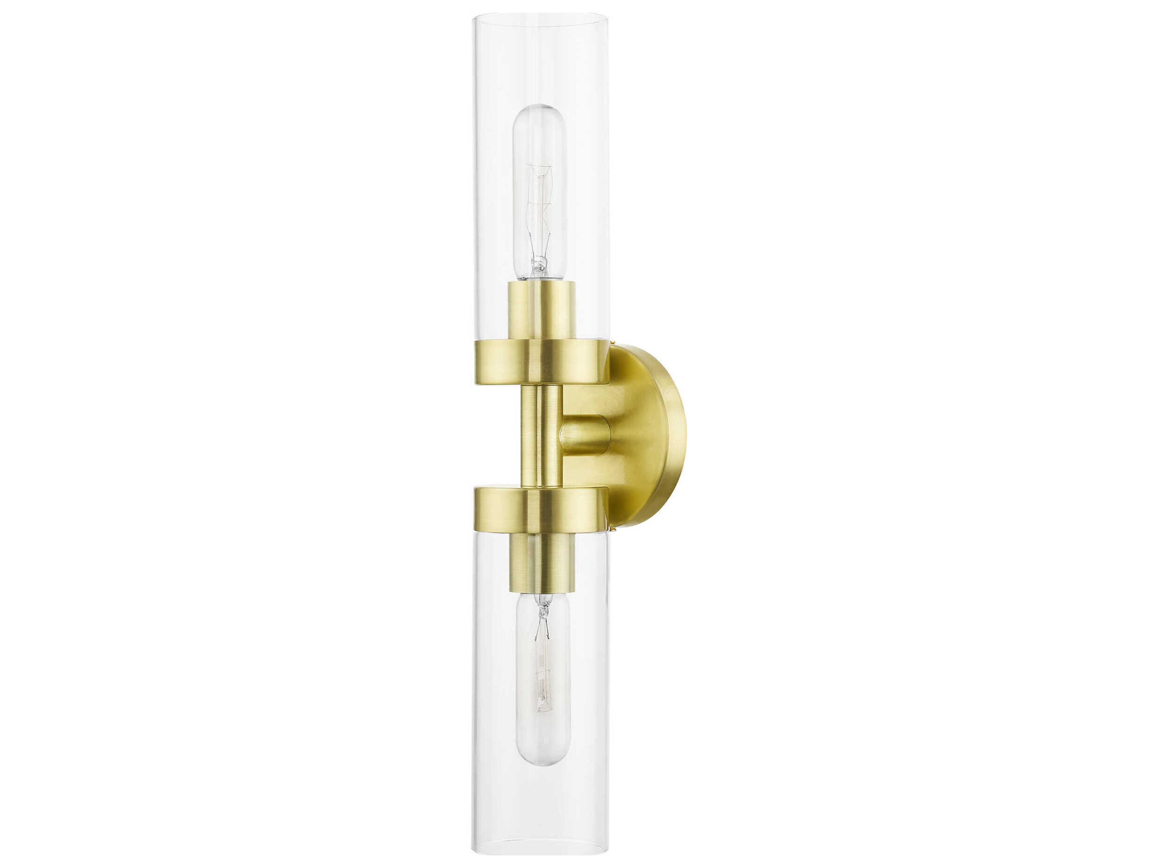 Livex Lighting Ludlow 2-Light Satin Brass Glass Vanity Light