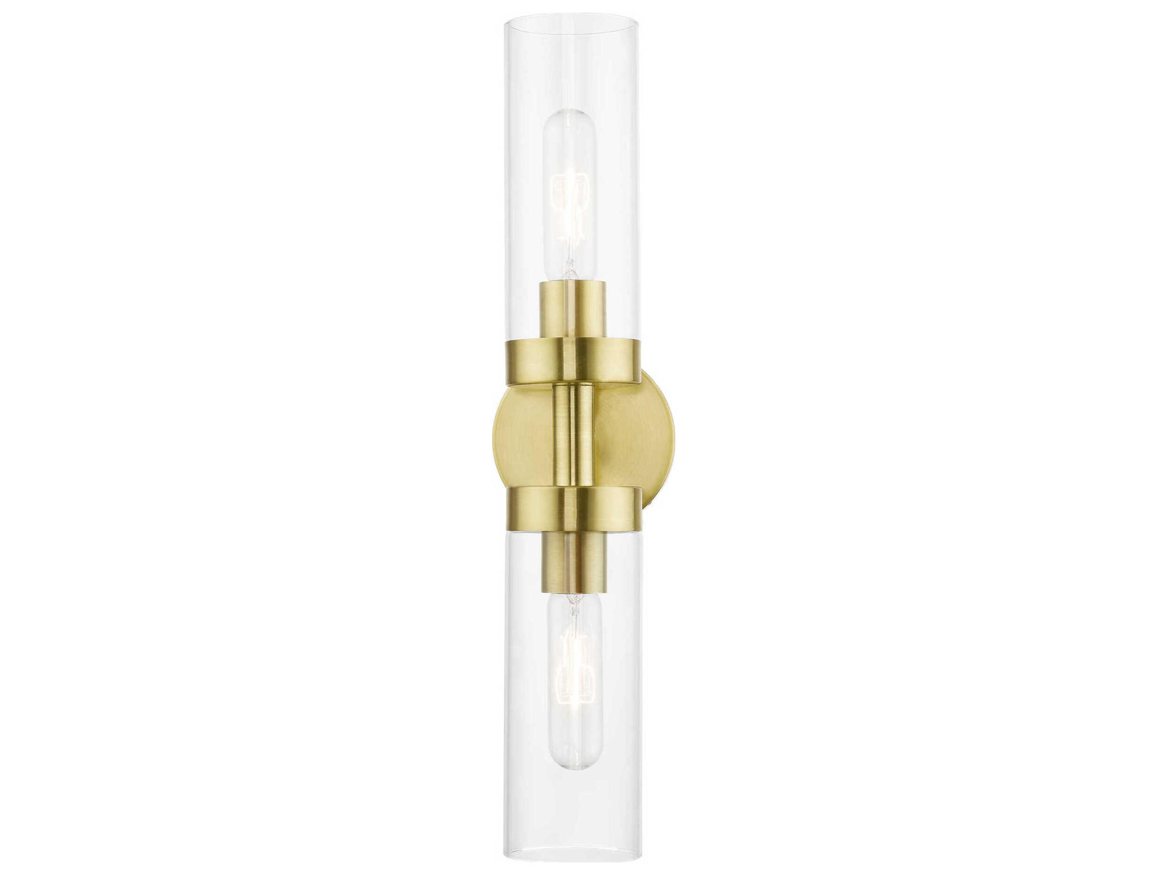 Livex Lighting Ludlow 2-Light Satin Brass Glass Vanity Light