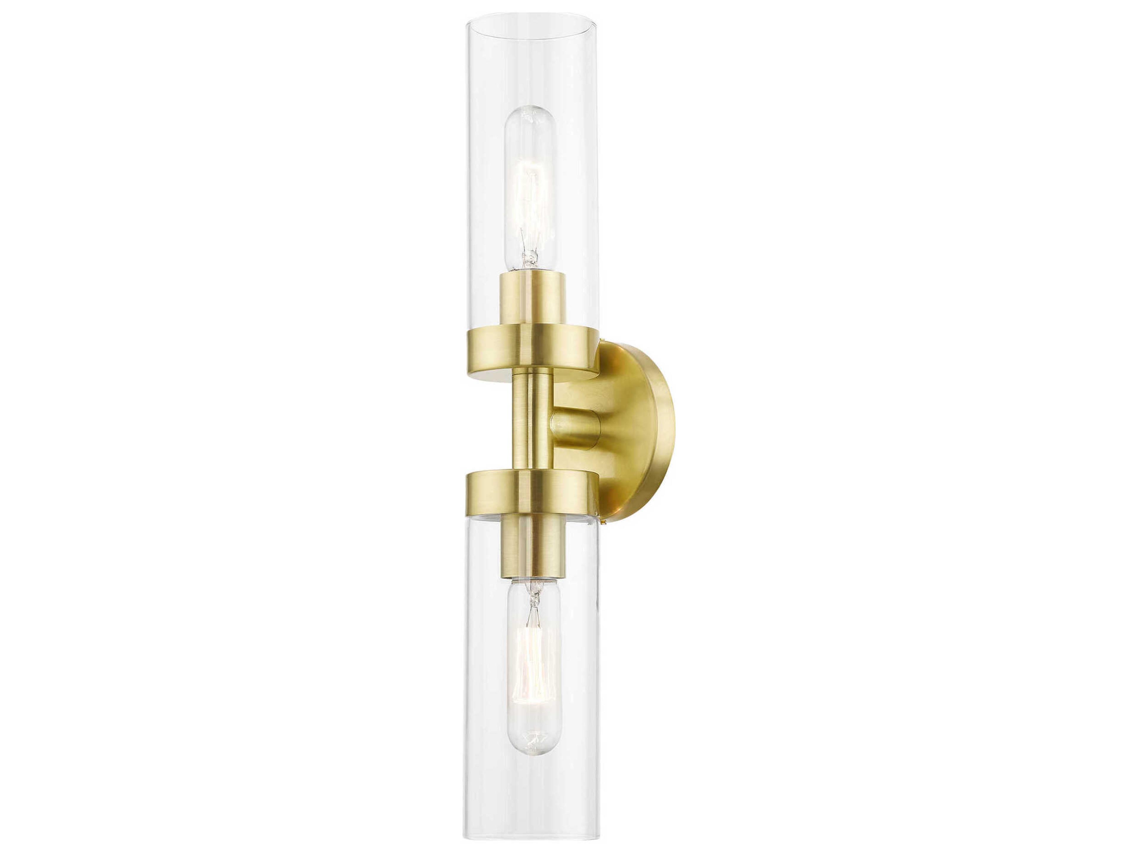 Livex Lighting Ludlow 2-Light Satin Brass Glass Vanity Light