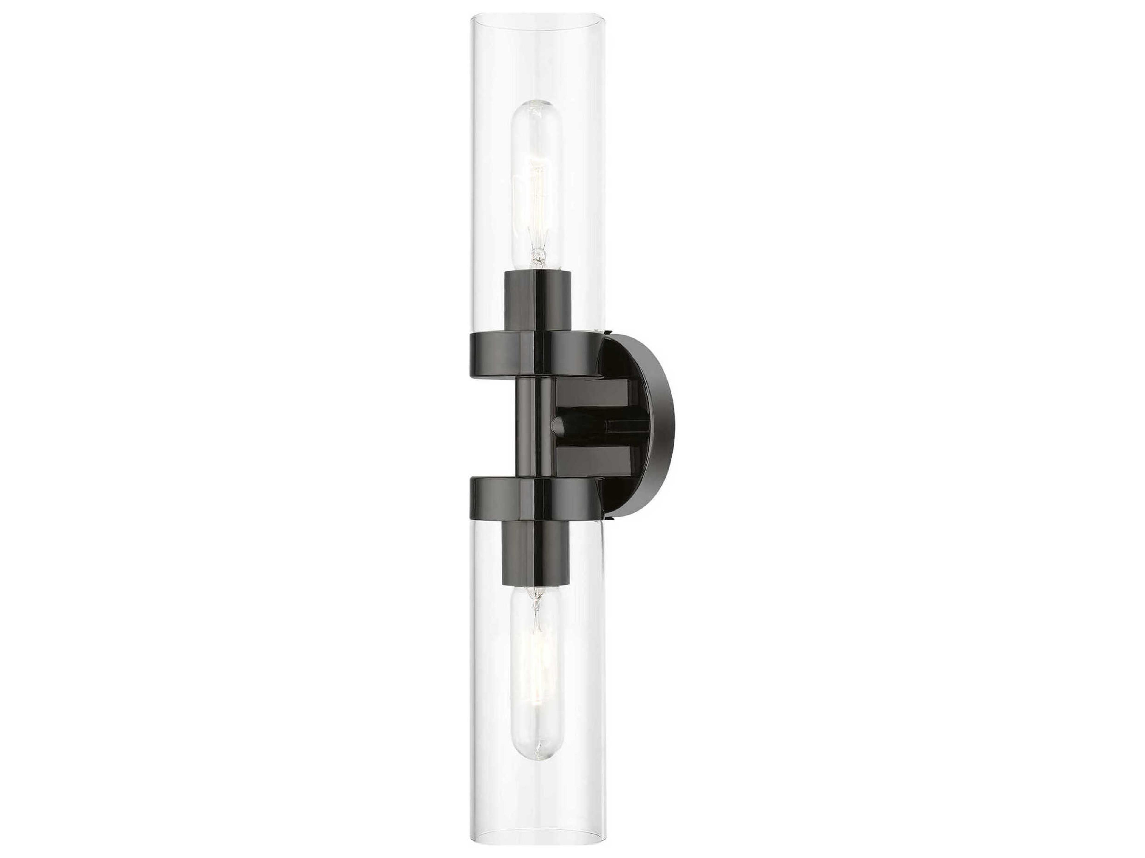 Ludlow 2-Light Black Chrome Glass Vanity Light