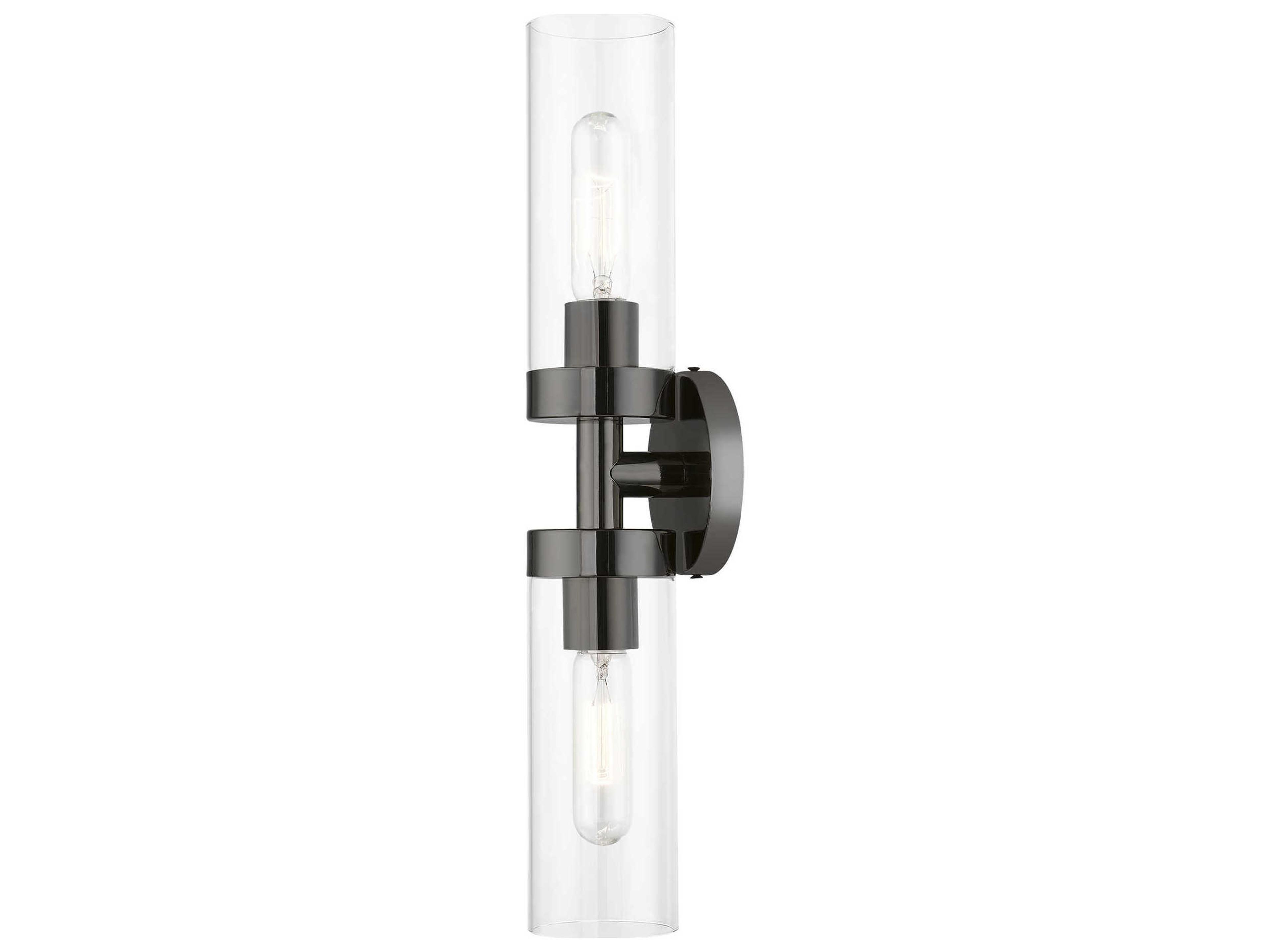 Livex Lighting Ludlow 2-Light Black Chrome Glass Vanity Light