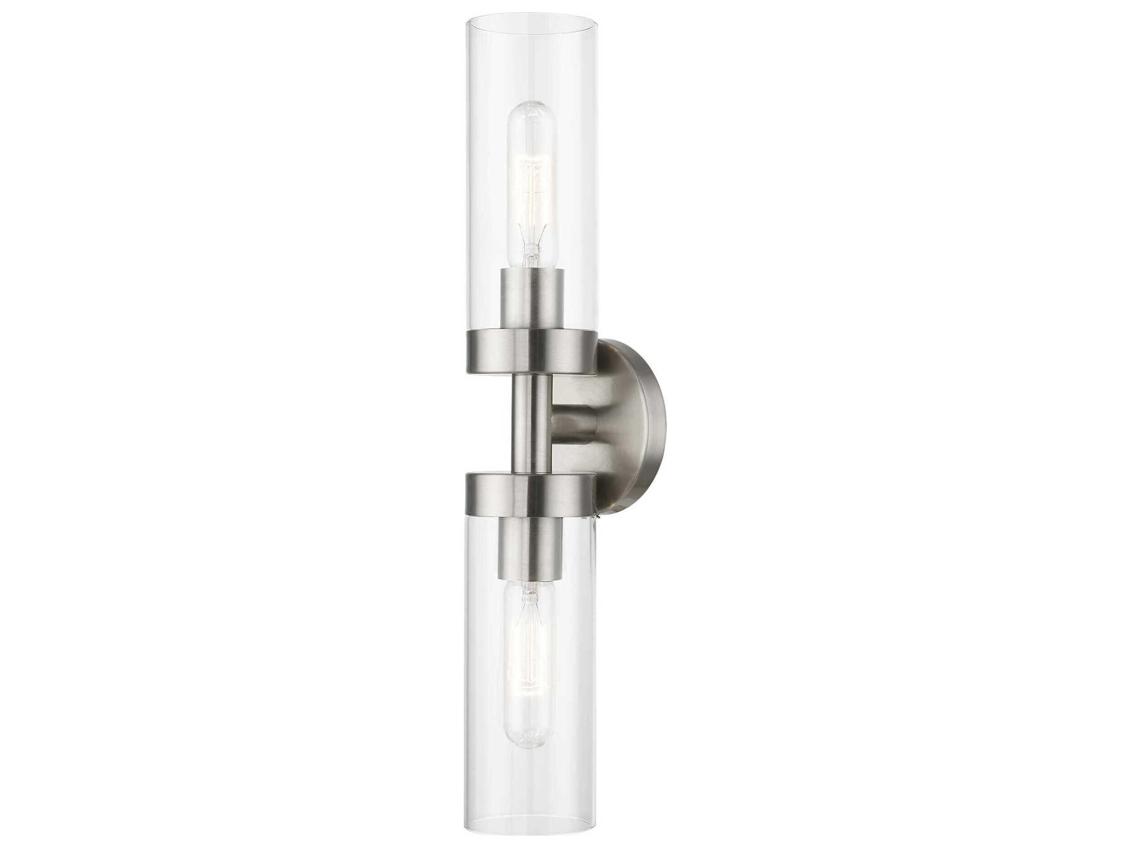 Ludlow 2-Light Brushed Nickel Glass Vanity Light