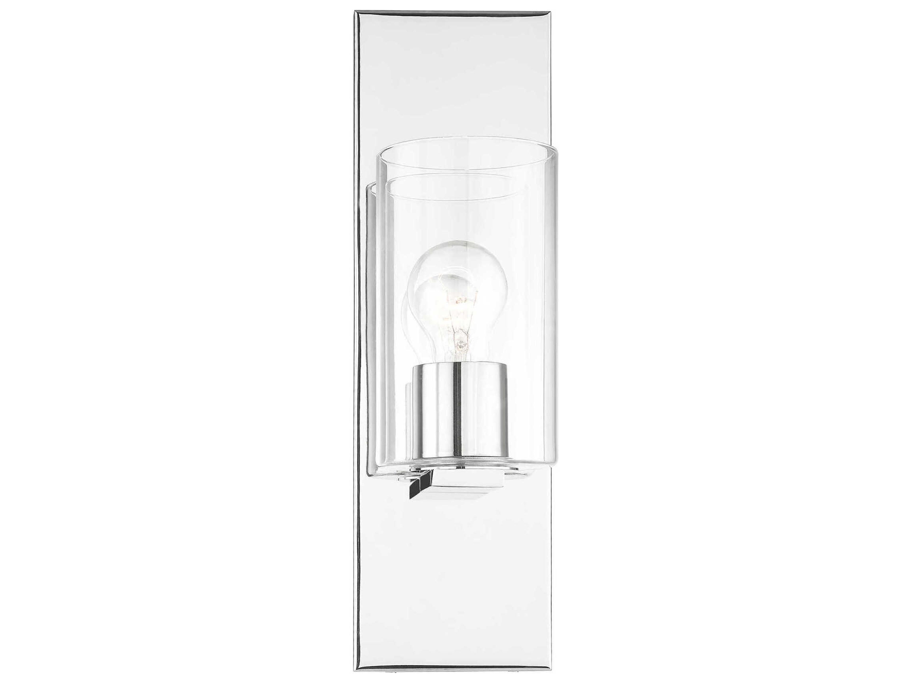 Livex Lighting Zurich 1-Light Polished Chrome Clear Glass Wall Sconce
